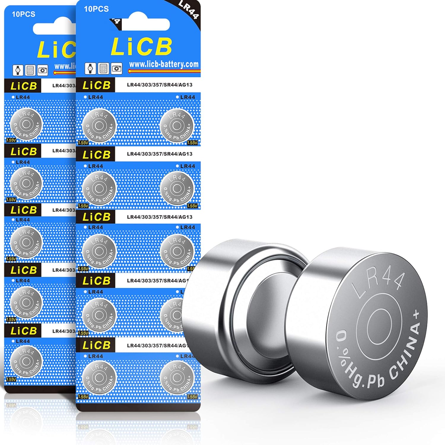 LiCB 20 PCS LR44 AG13 357 303 SR44 A76 Battery 1.5V Button Coin Cell Batteries f...