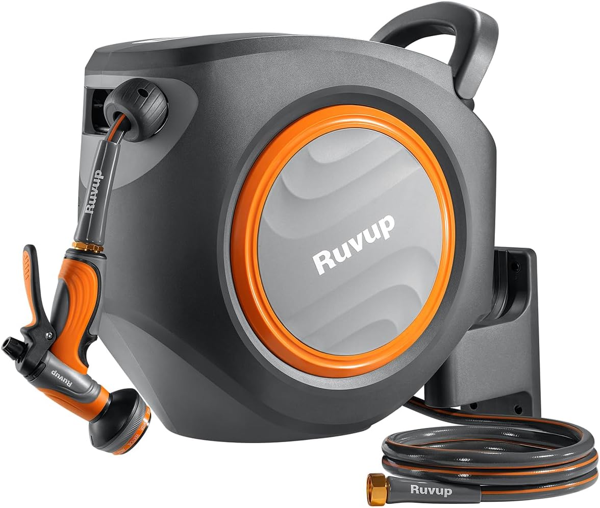 Ruvup Retractable Garden Hose Reel, 1/2in x 110ft...