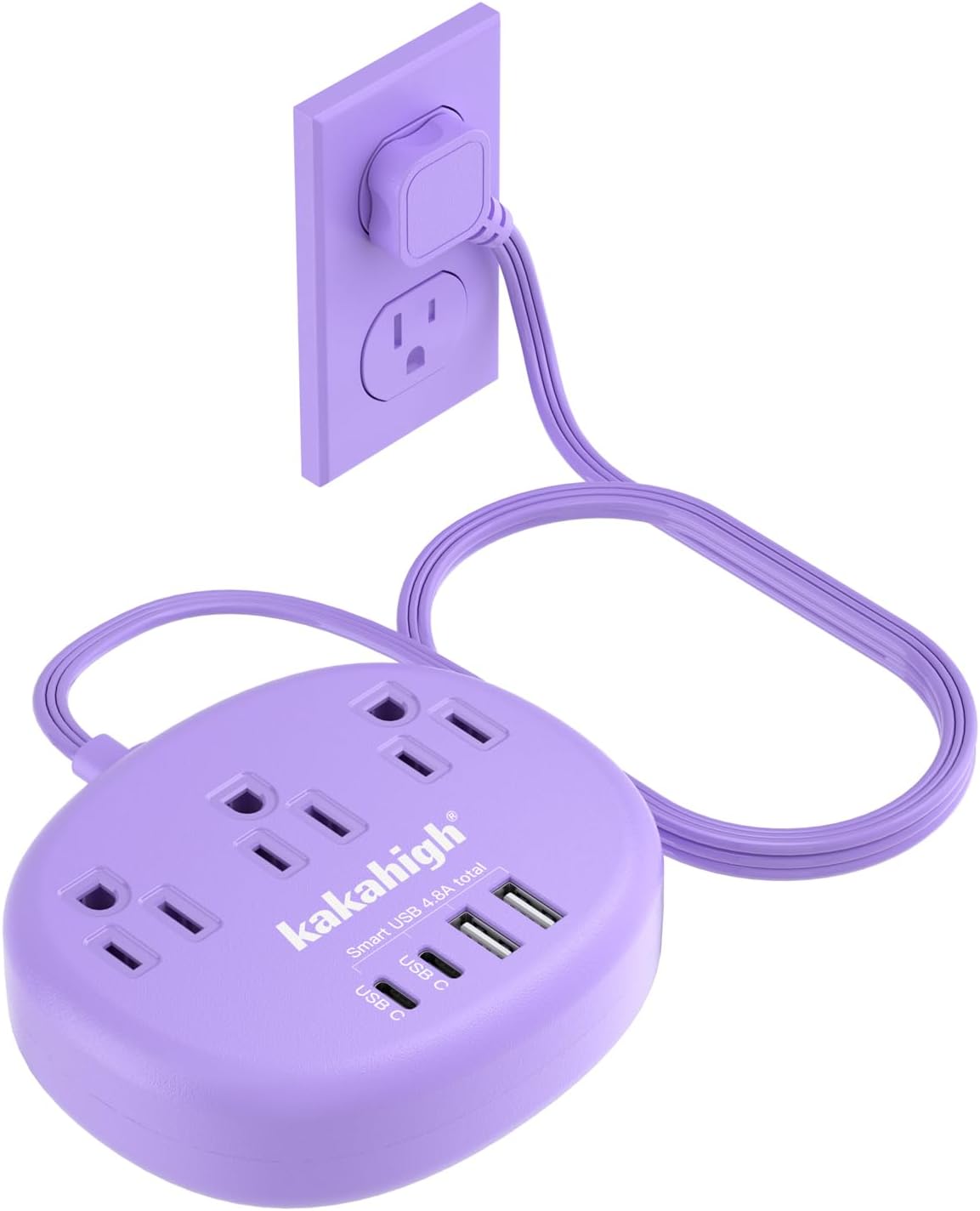 Purple Extension Cord with Surge Protected 1080J - 5 FT Flat Extension Cord, 162...