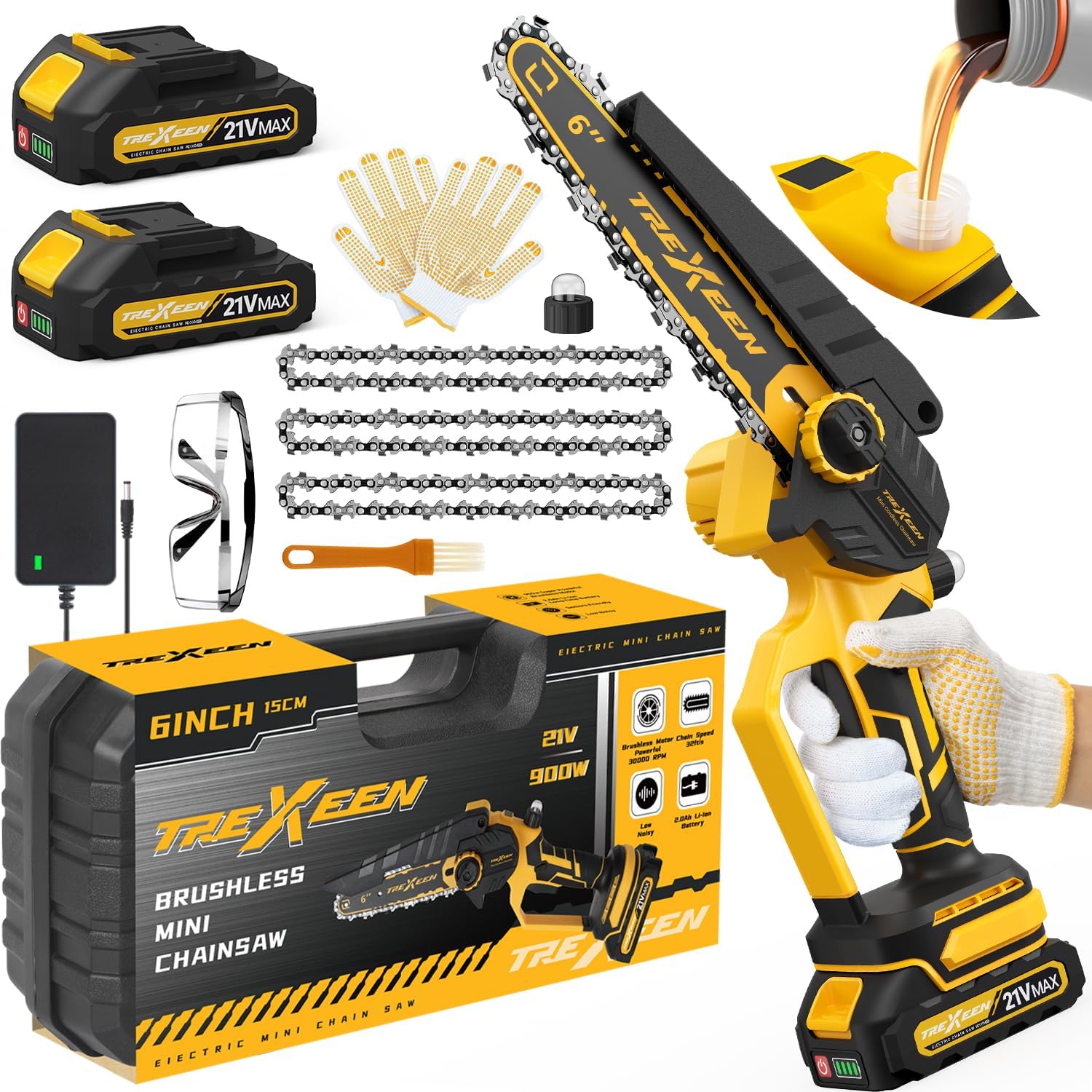 Mini Chainsaw, Exclusive 6-Inch Electric Chainsaw Cordless, Advanced Portable Ha...