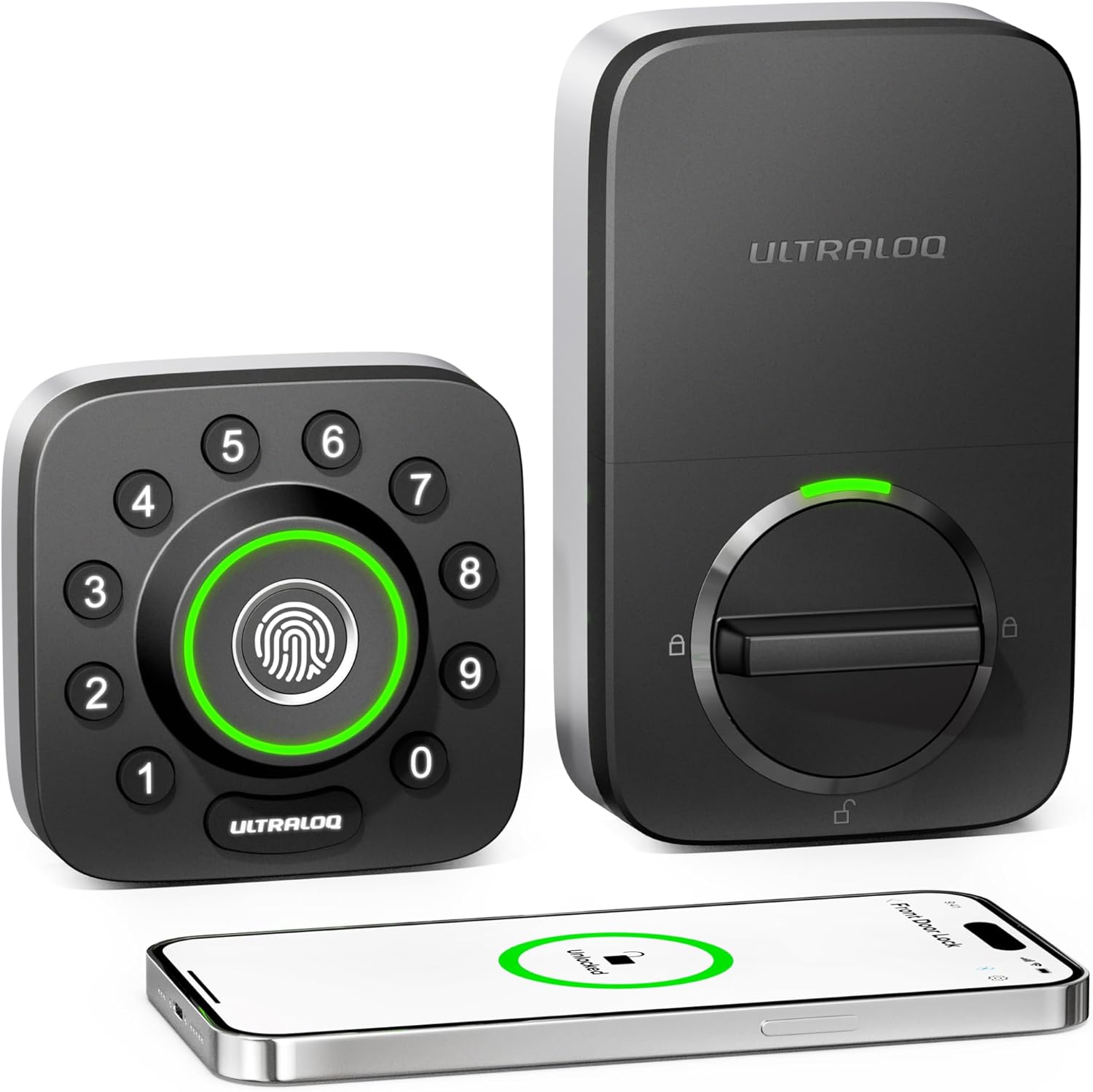 ULTRALOQ Smart Lock U-Bolt Pro, 7-in-1 Fingerprint Keyless Entry Door Lock with...
