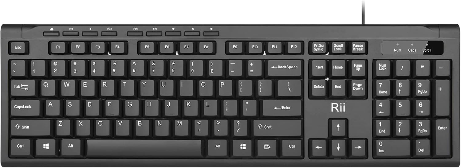 Rii RK907 Ultra-Slim Compact USB Wired Keyboard for Mac and PC,Windows 10/8 / 7...