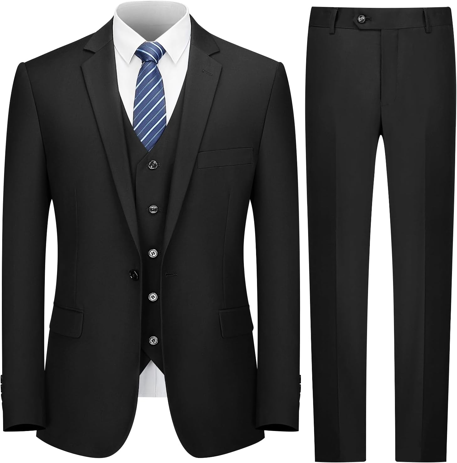 Cooper & Nelson Men's Suit Slim Fit, 3 Piece Suits for Men, One Button Solid Jac...