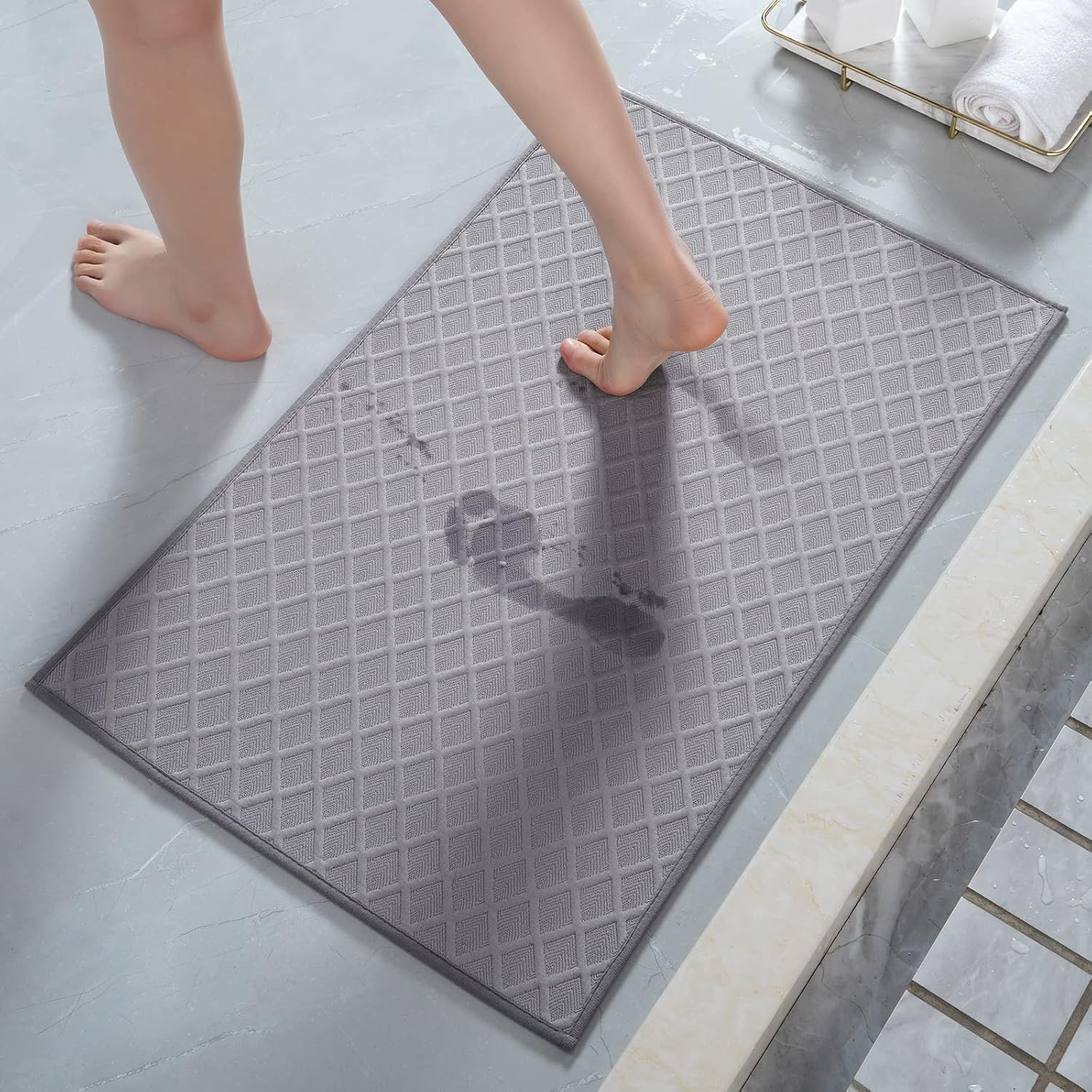 AMOAMI Ultra Thin Bathroom Rugs, Rubber Backed Bath Mats for Bathroom Non Slip,...