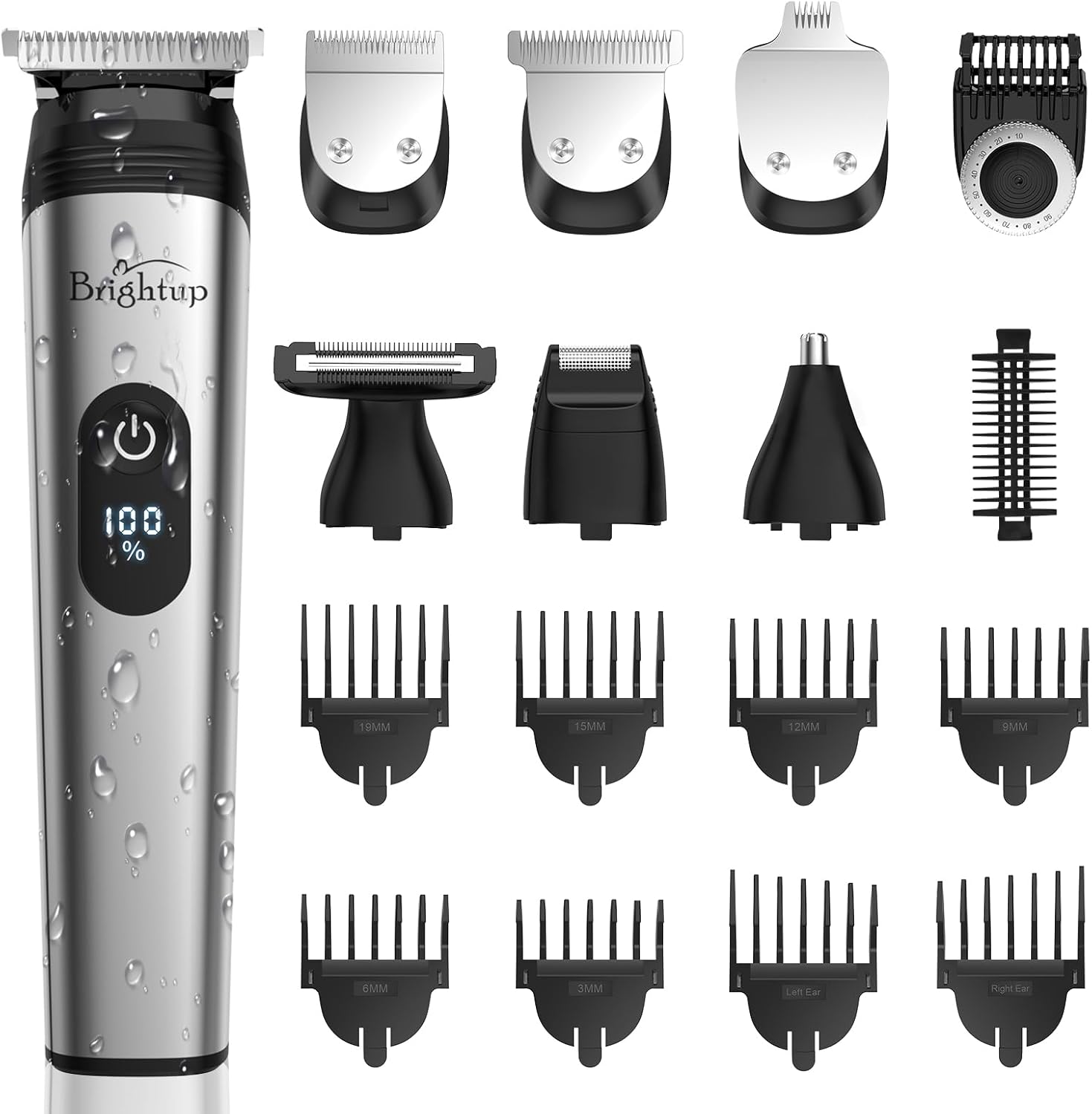 Brightup Beard Trimmer for Men, 2000mAh Rechargeable Electric Razor, 4 Hrs Cordl...