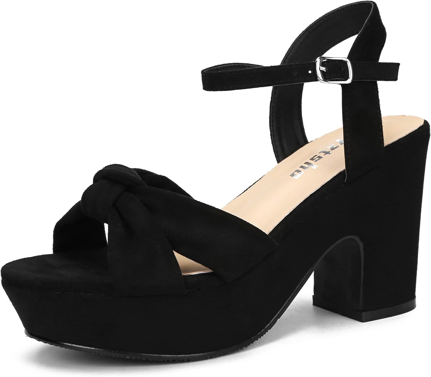 syztsho Women's Platform Heels Ankle Strap Sandals Peep Toe Suede Wedges Sandal...