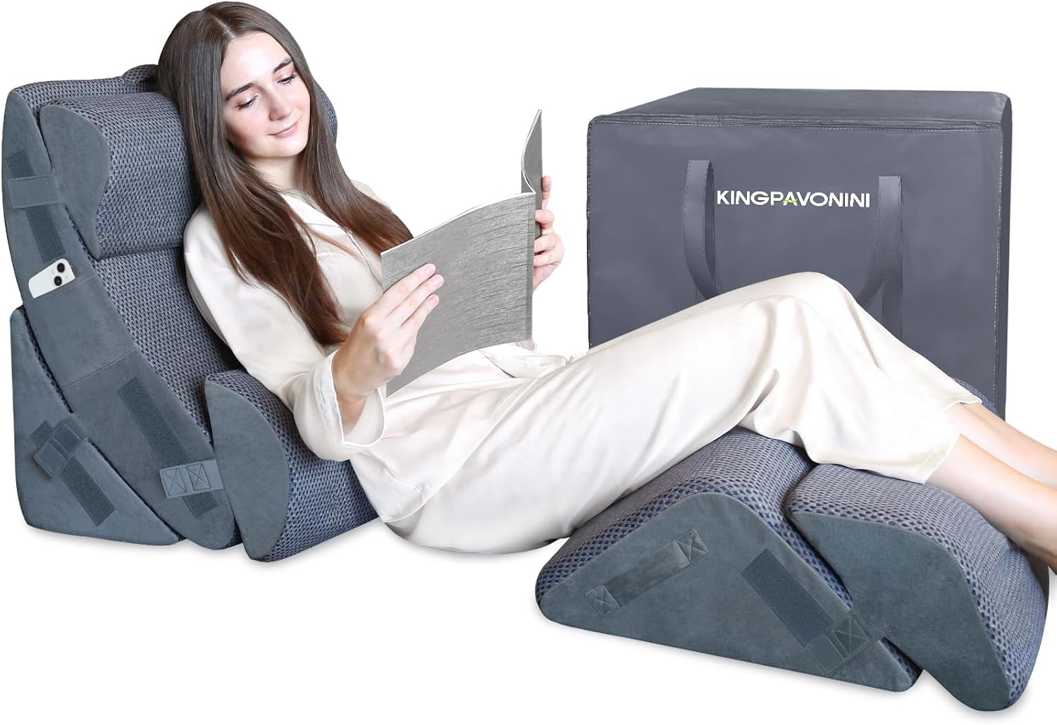 KingPavonini 6PCS Orthopedic Bed Wedge Pillow for Sleeping, Post Surgery Memory...