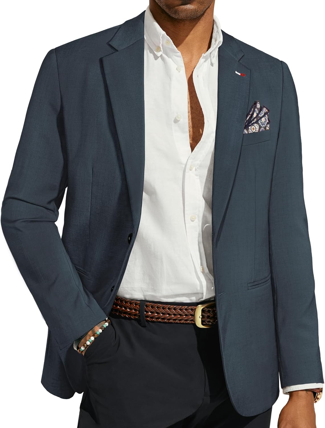 PJ PAUL JONES Men's Blazers Two Button Notch Lapel Sport Coat Casual Lightweight...