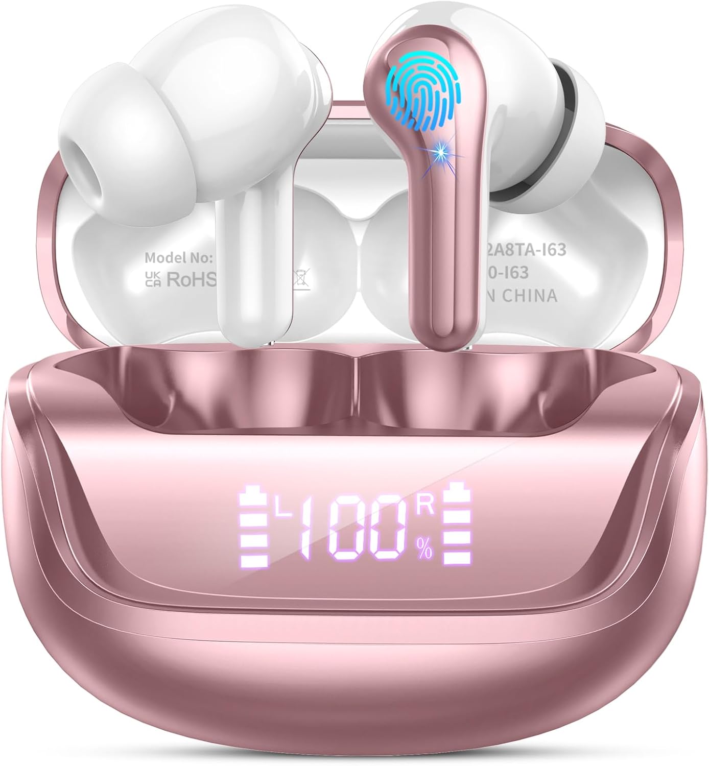 Wireless Earbuds Bluetooth 5.4 Headphones Noise Cancelling, 4 Microphone Bluetoo...