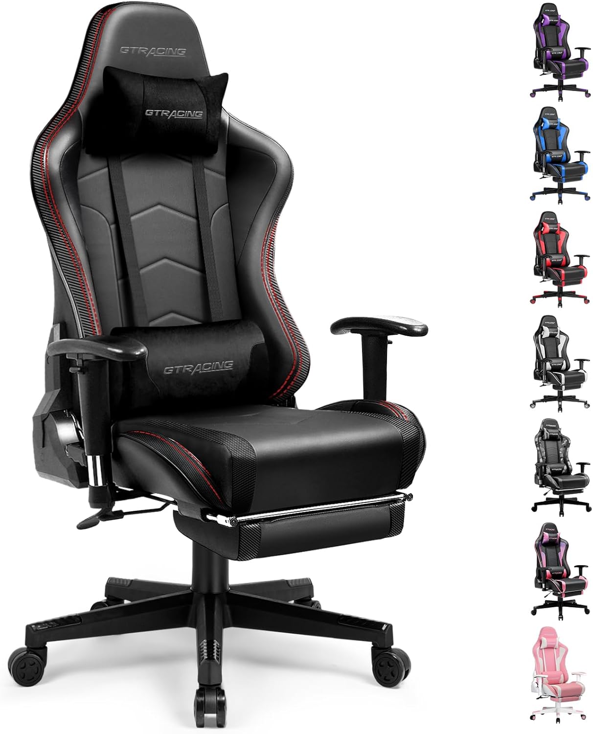 GTRACING Gaming Chair with Footrest Speakers Video Game Chair Bluetooth Music He...