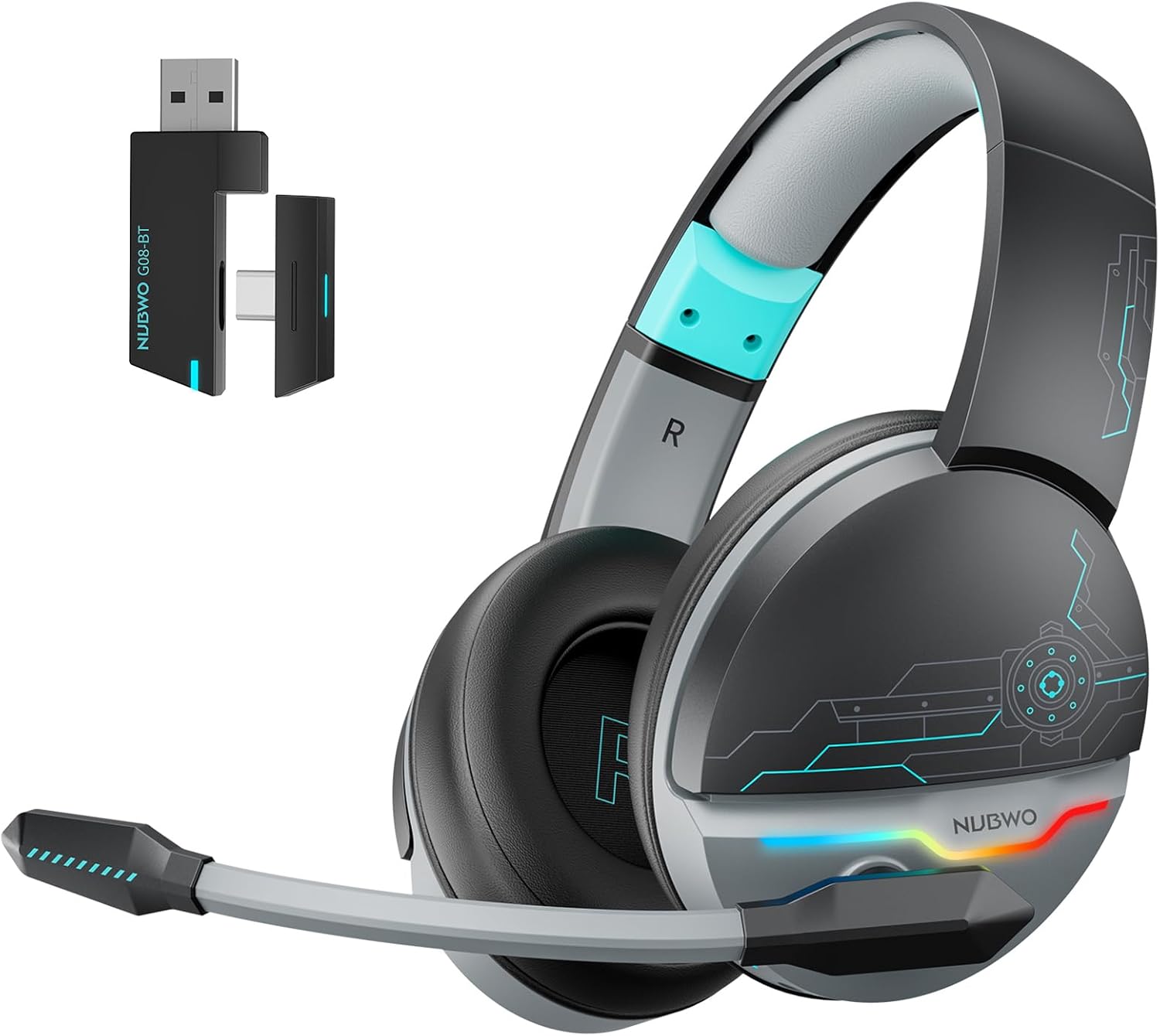 NUBWO G08 Dual Wireless Gaming Headset with Mic for PS5, PS4, PC, Mobile & Table...