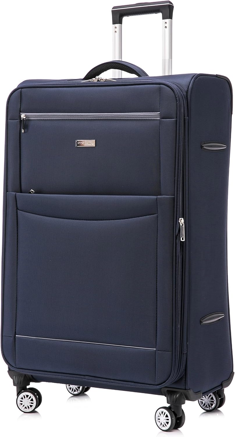 DK Luggage Medium 24" Suitcases Lightweight WLS08 4 Wheel Spinner Navy