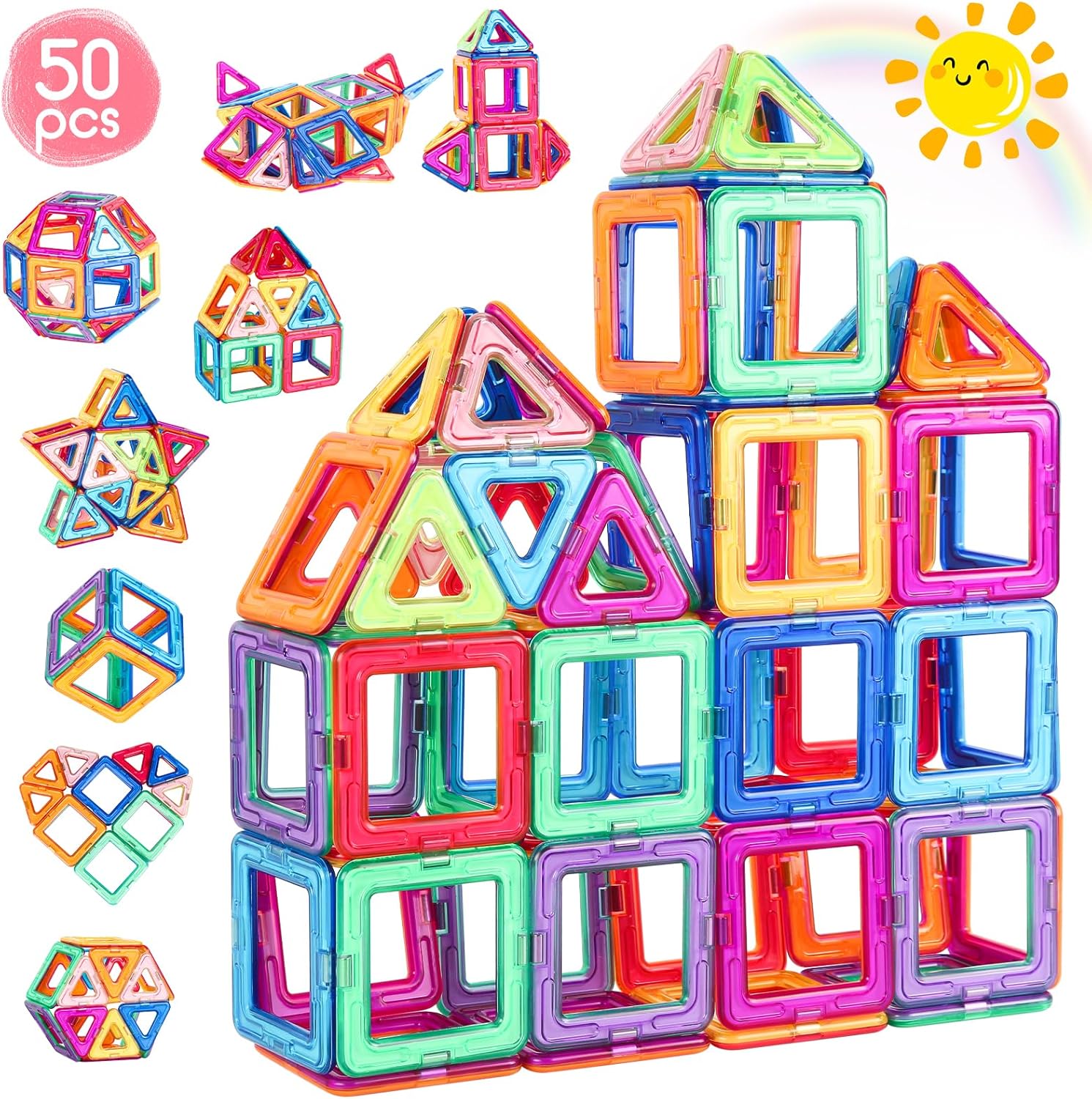 aaczly Magnetic Building Blocks 50PCS 3D Magnetic Toys Building Construction STE...