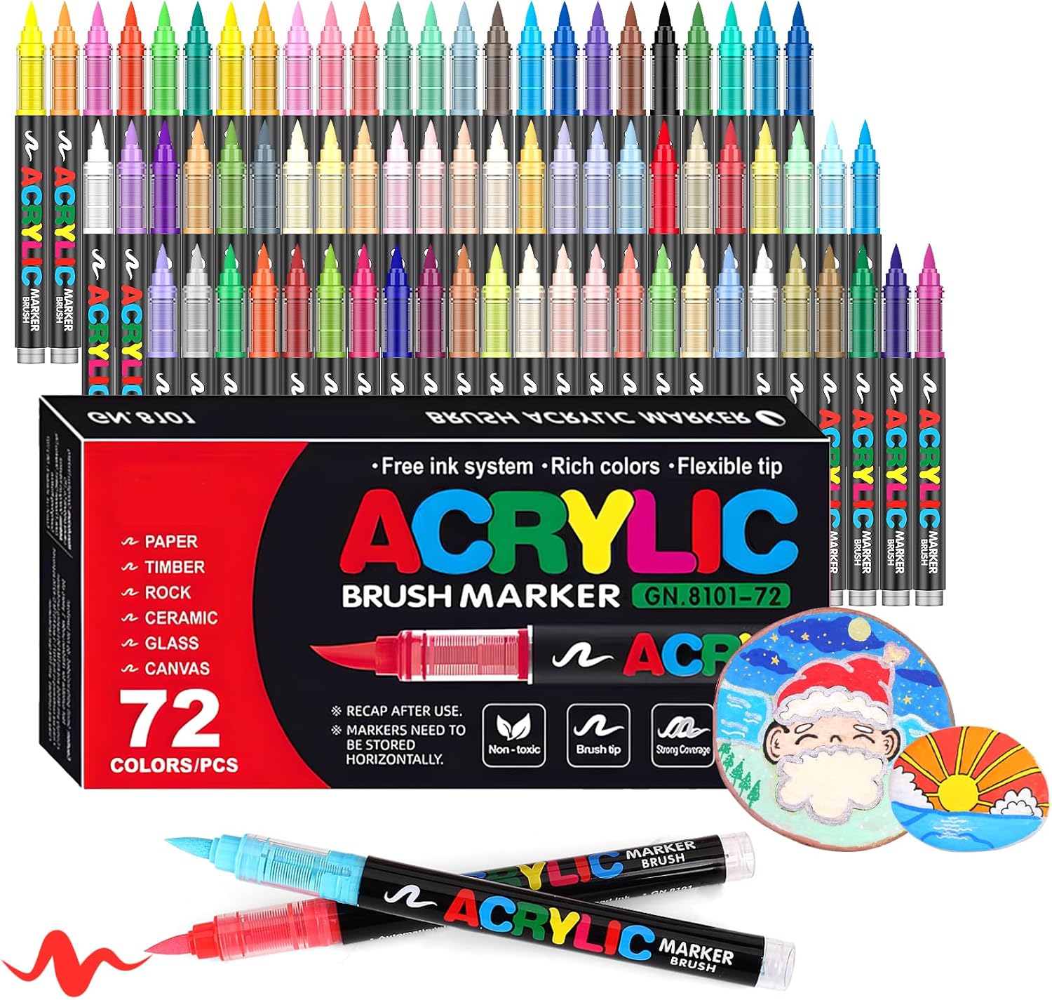 Laconile 72 Colours Accrylic Paint Brush Markers Set -Paint Pens Acrylic Markers...