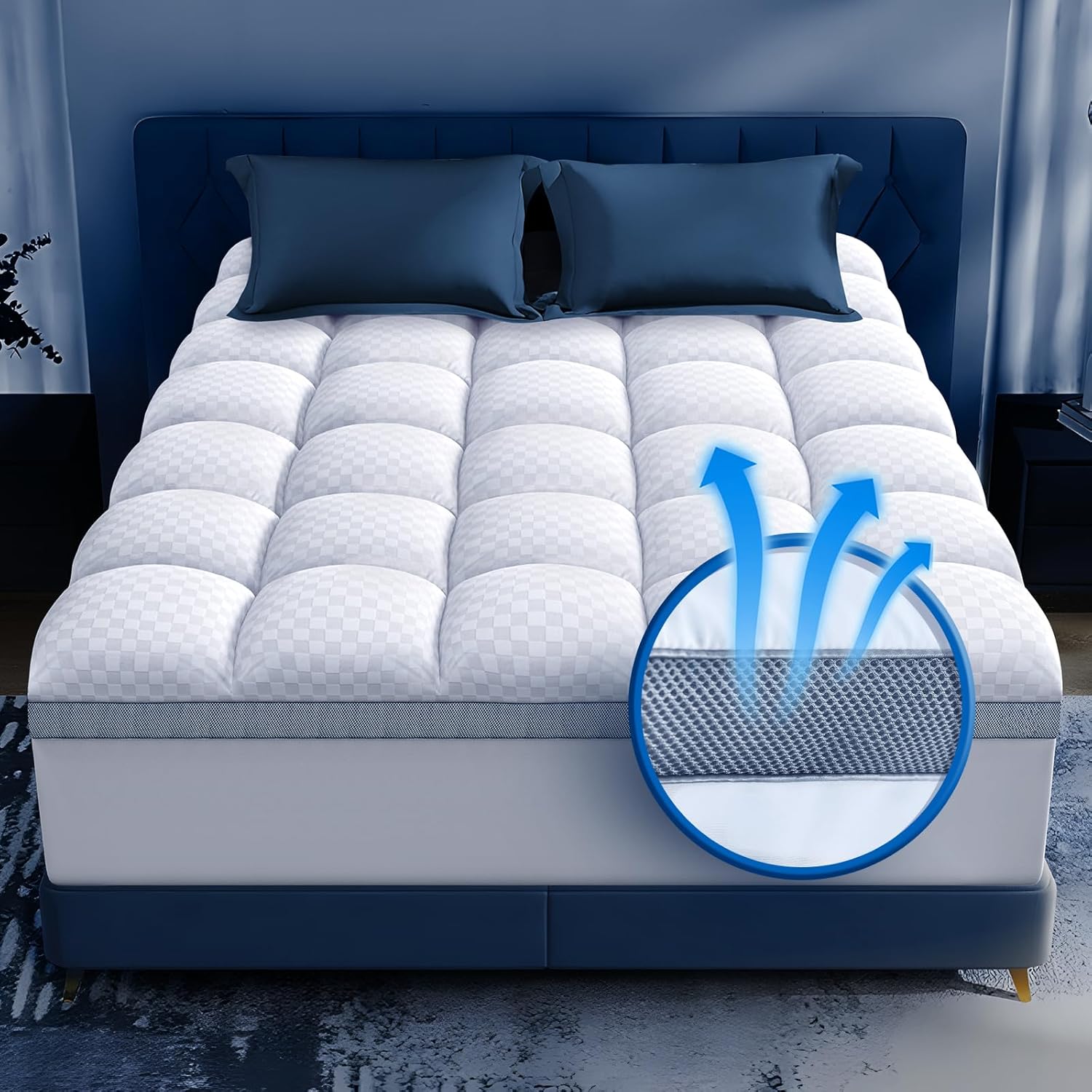 Premium Memory Foam Mattress Topper Queen for Ultra Comfort, 2 Inch Plush Pillow...