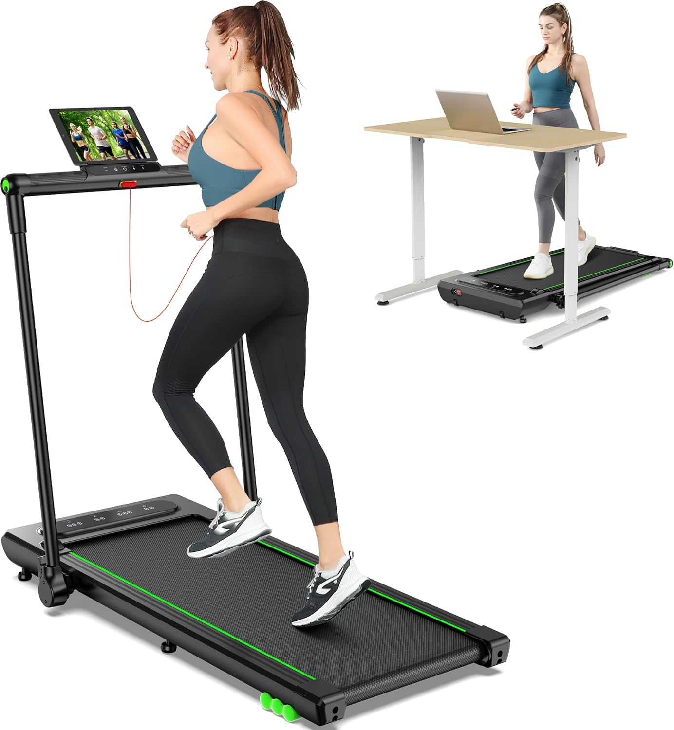 THERUN Folding Treadmill for Home, 2.5HP Under Desk Treadmill w/Remote and LED D...