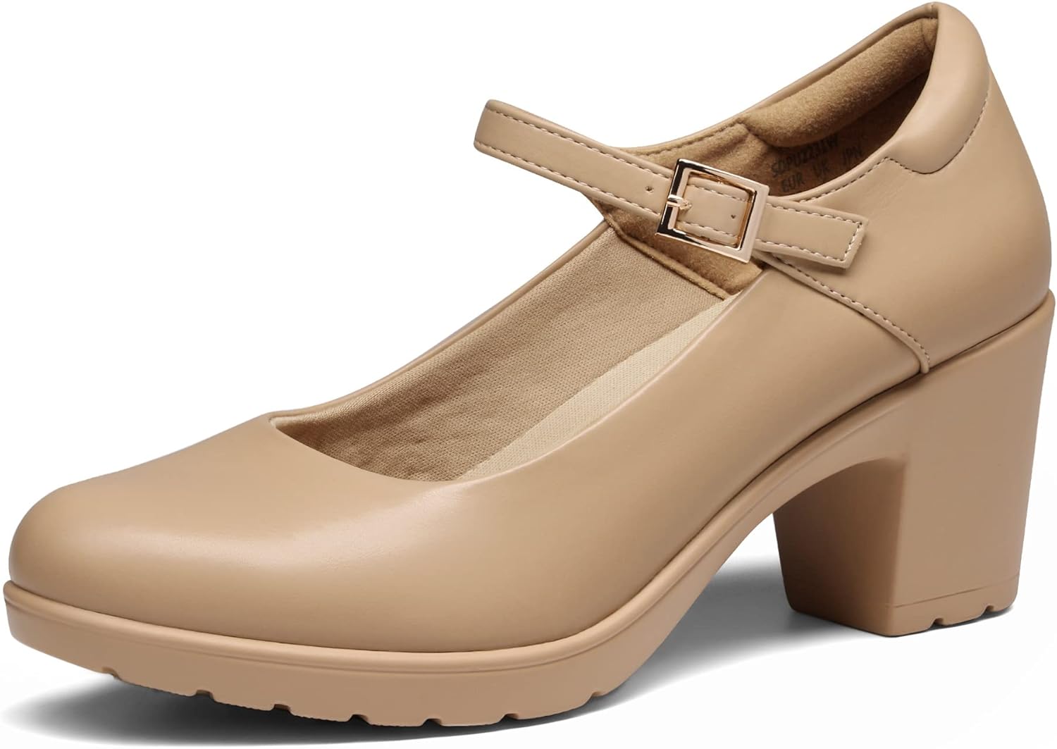 DREAM PAIRS Women's Chunky Low Block Heels, Special Mary Jane Closed Toe Work Pu...