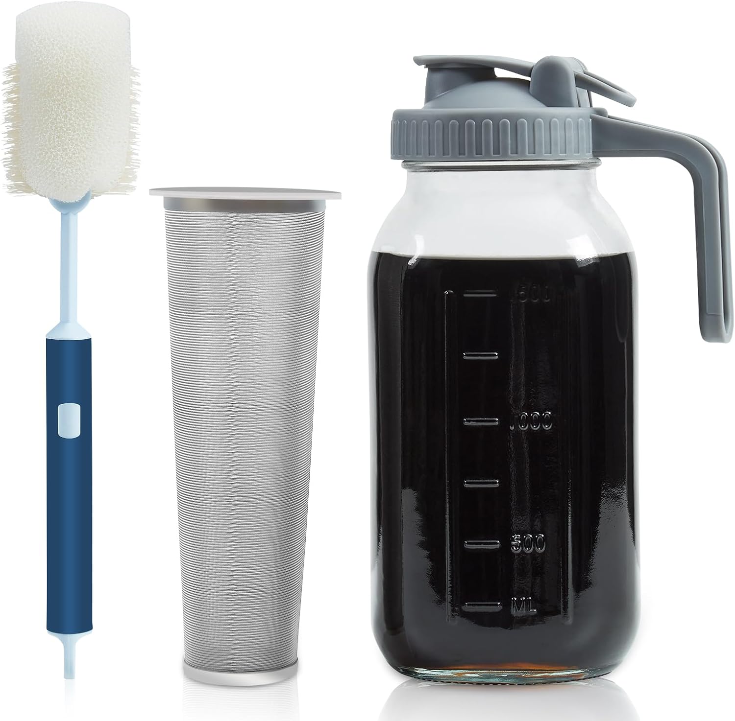 Cold Brew Coffee Maker,64oz Food Grade Glass Cold Brew Pitcher,Strong Sealing Co...