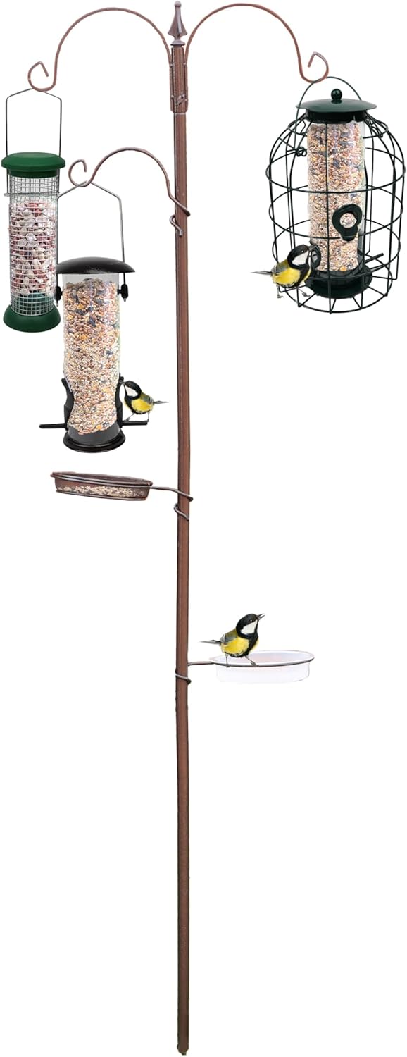DIVCHI Bird Feeder With 2 Dishes, Bird Feeders Hanging Station, Bird Feeder Pole...