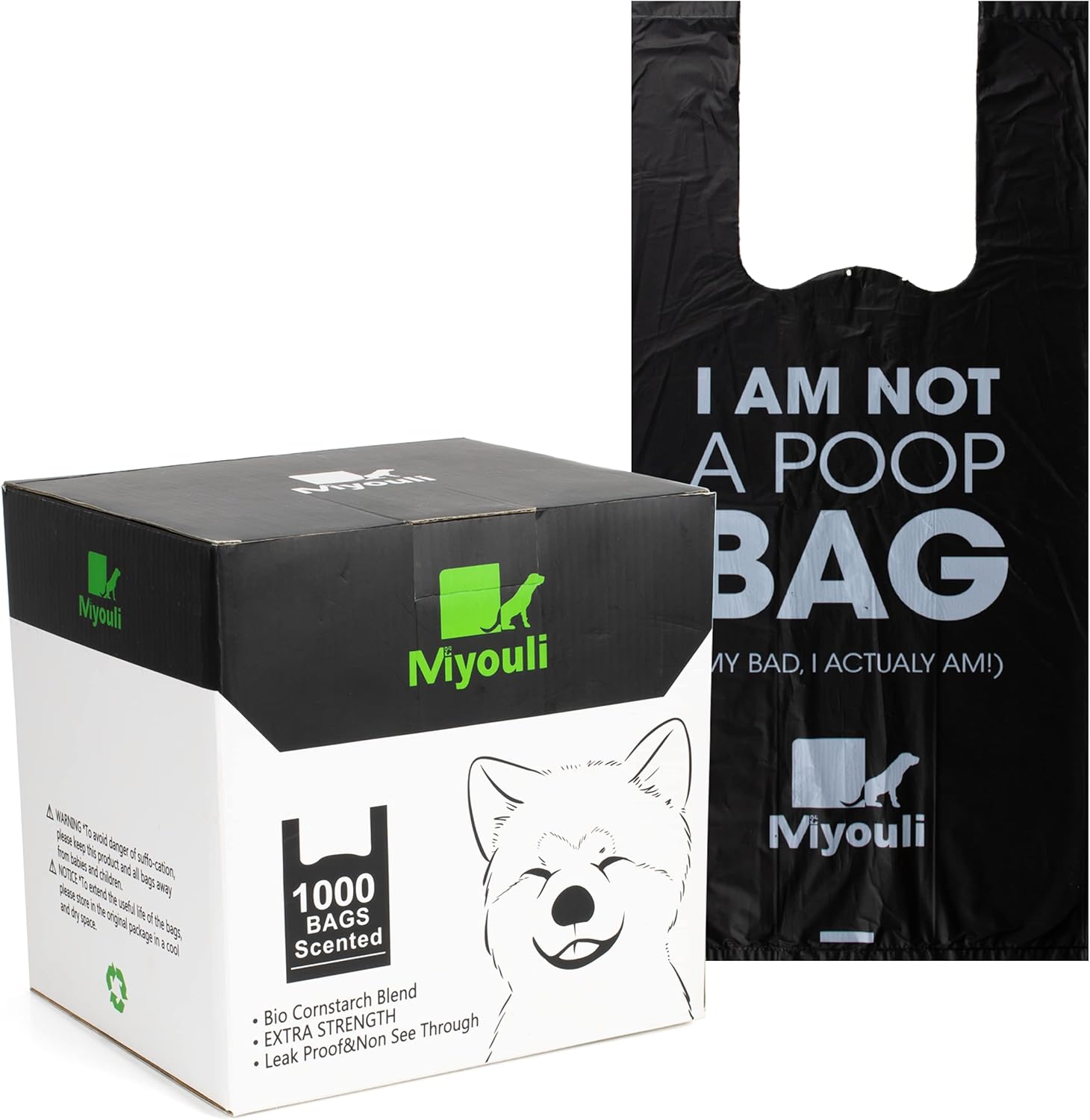1000 Counts Extra Thick Black Biodegradable Pet Poop Waste Bags With Handles for...