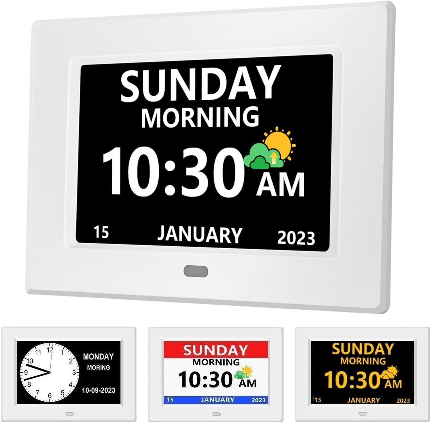 7 Inch Clock with Day and Date for Elderly Large Display Digital Clock 12 Alarm...