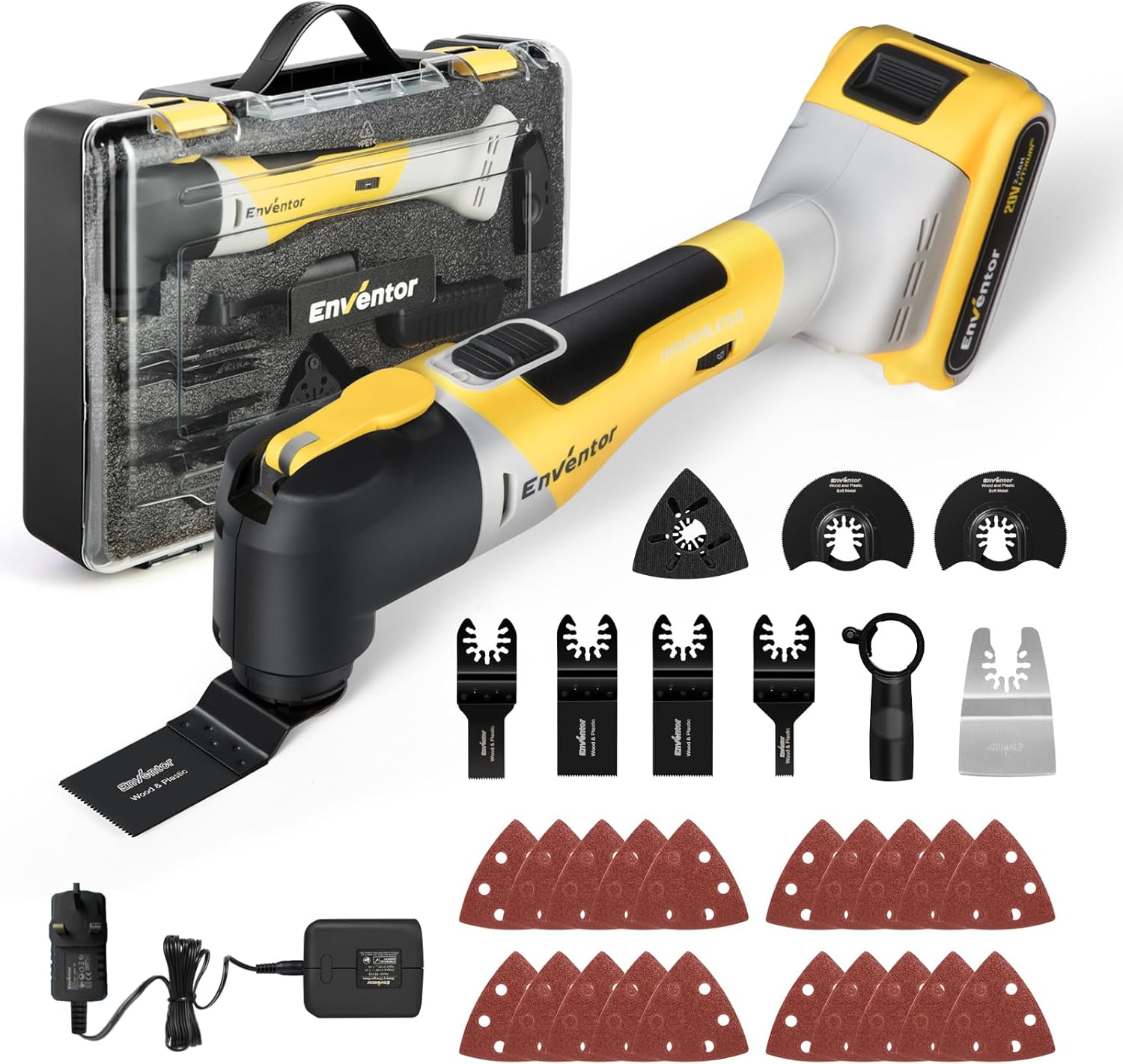 Enventor Brushless Oscillating Multi-Tool, 20V Cordless Oscillating Multi Tools...