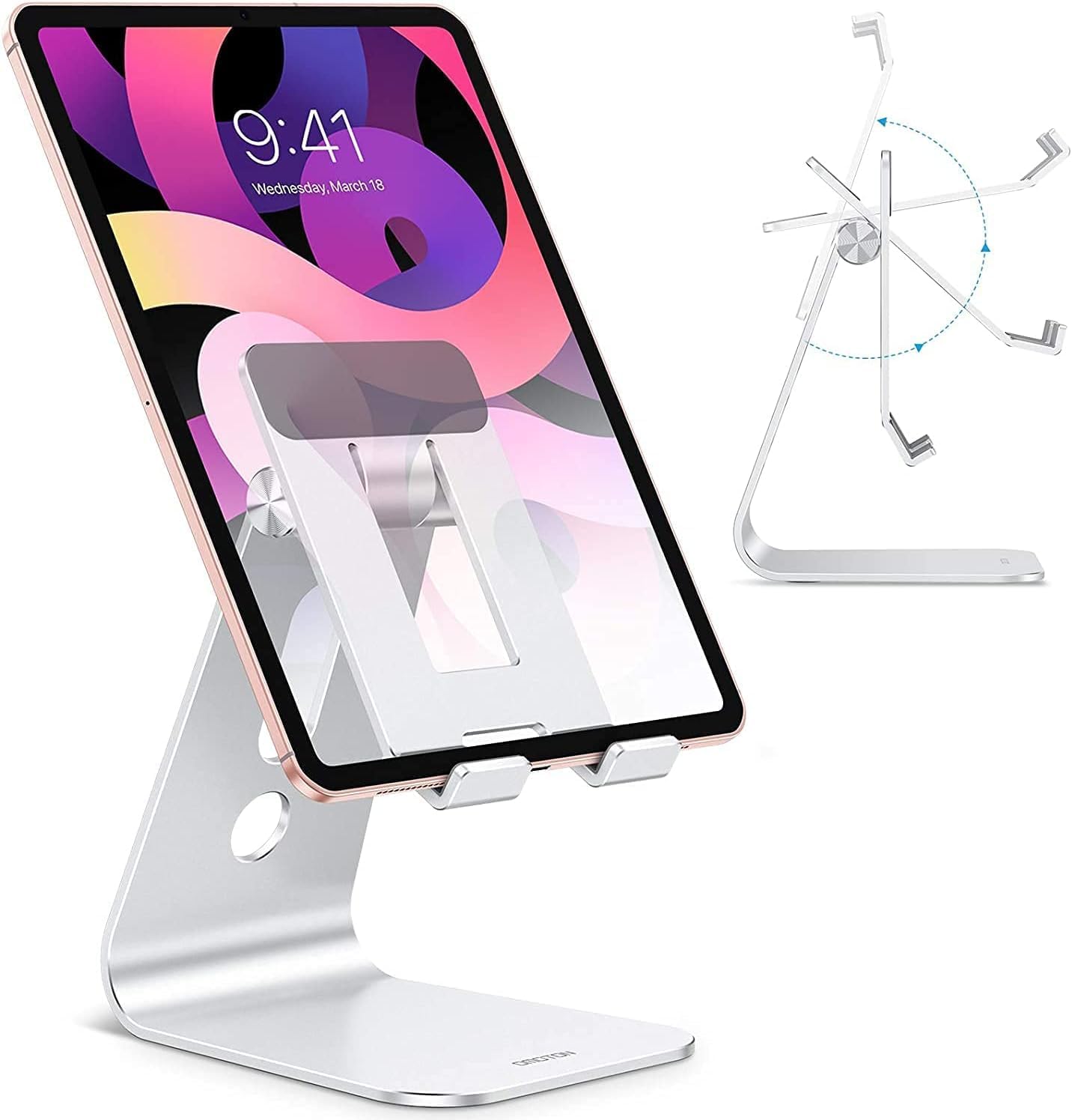 OMOTON Adjustable Tablet Stand for Desk, Upgraded Longer Arms for Greater Stabil...
