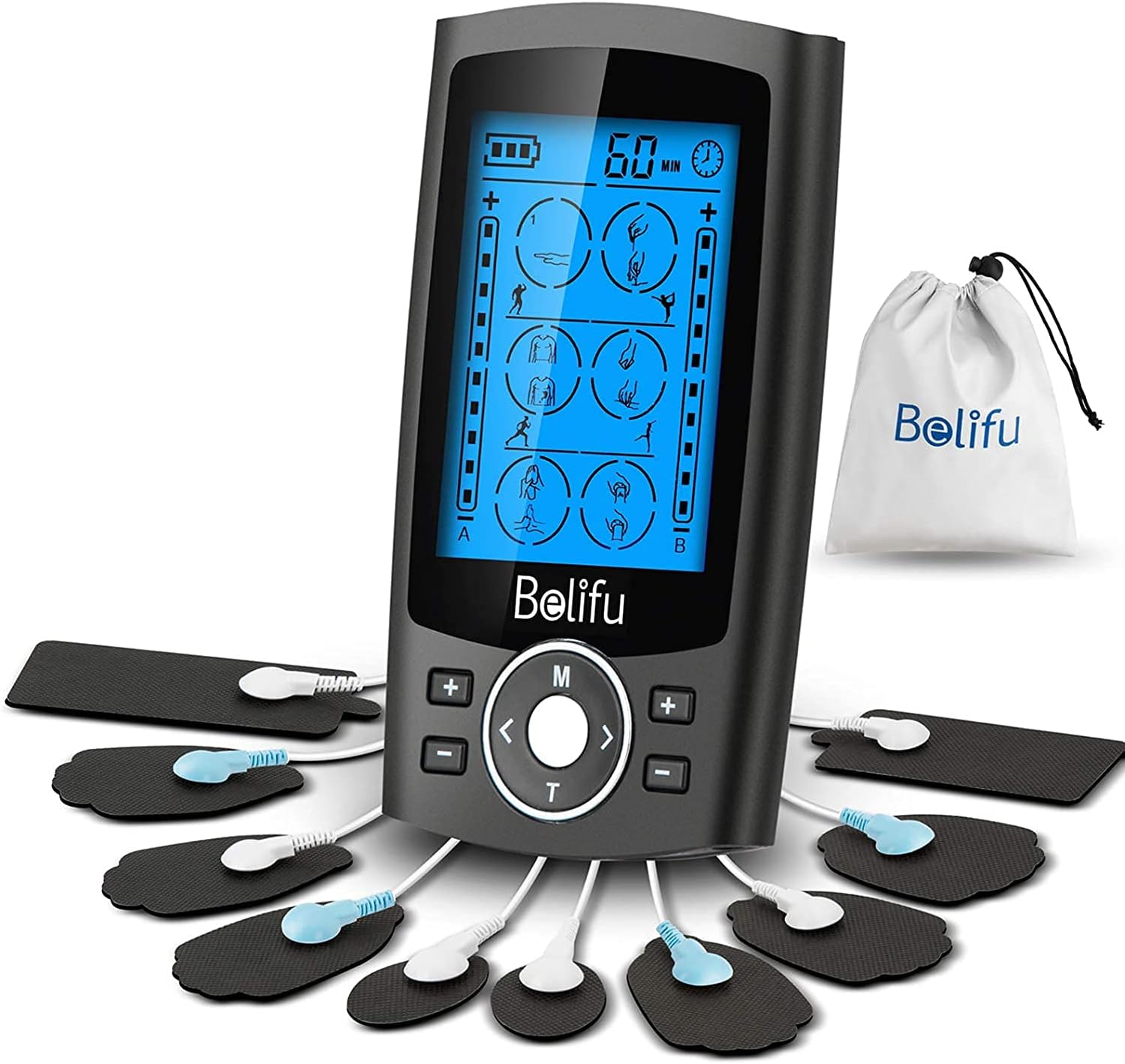 Belifu Dual Channel TENS EMS Unit 24 Modes Muscle...