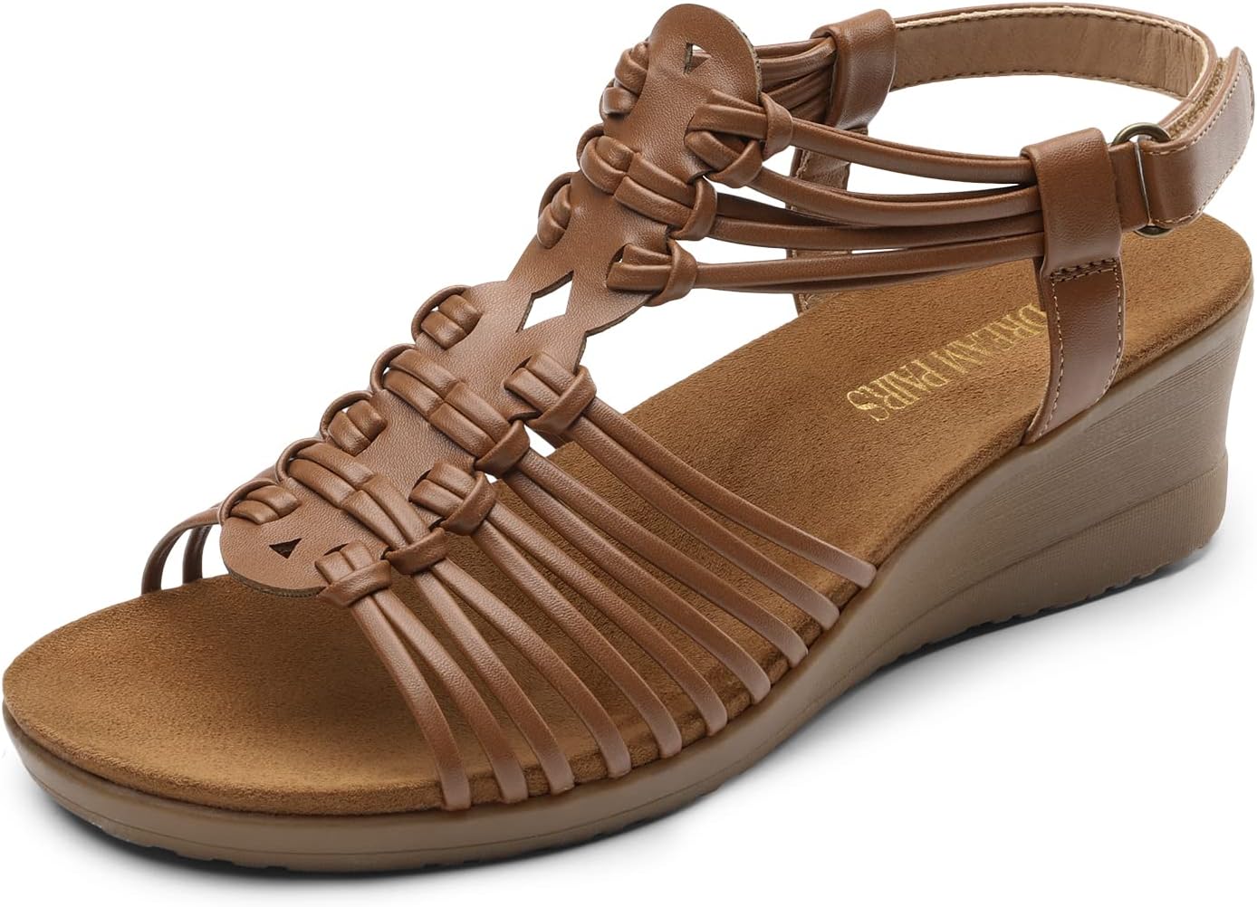 DREAM PAIRS Women's Comfortable Strappy Low Heel Open Toe Slip-On Wedge Sandals...