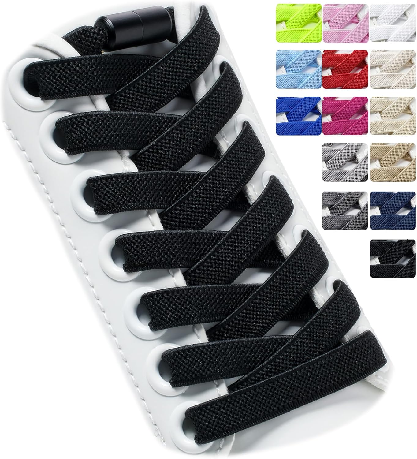 Puzeam 2 pairs elastic laces - elastic no tie shoe laces for kids, adults sneake...