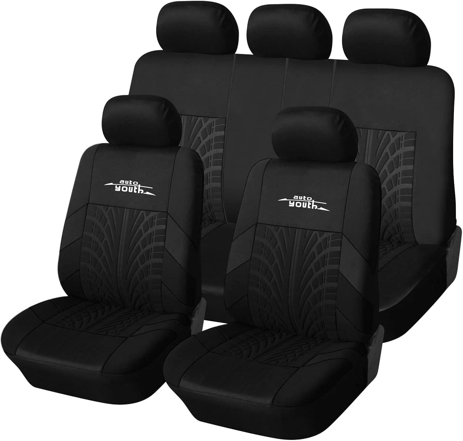 AUTOYOUTH Car Seat Covers Universal Fit Full Set Car Seat Protectors Tire Tracks...