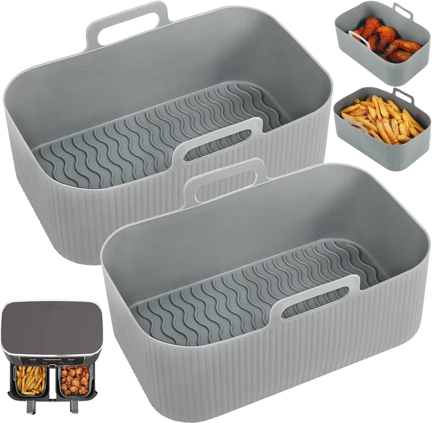 YQL Air Fryer Silicone Liner for Ninja/Tower Dual/Instant Vortex, Silicone Air F...