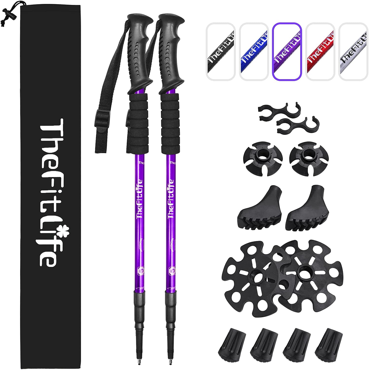 TheFitLife Nordic Walking Trekking Poles - 2 Sticks with Anti-Shock and Quick Lo...