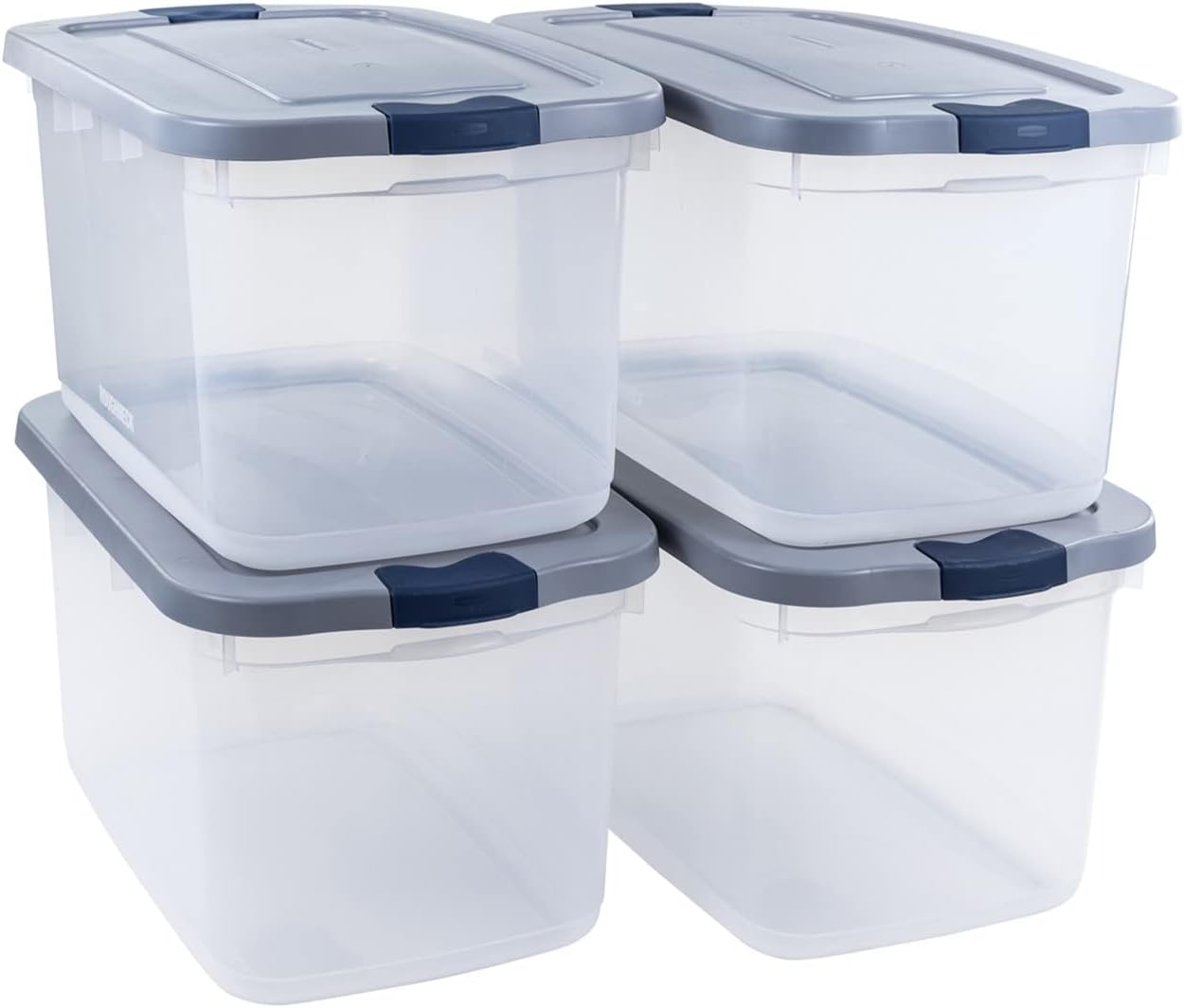 Rubbermaid Roughneck Clear 66 Qt/16.5 Gal Storage Containers, Pack of 4 with Lat...