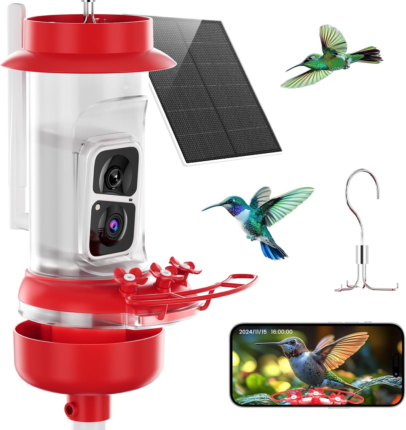Soliom Humbirdy-The Original Hummingbird Feeder Camera with Ant Moat, Bee Proof,...