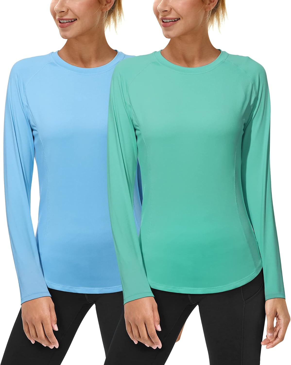 Roadbox Women's Long Sleeve UV Sun Shirts UPF 50+ Workout Swim Rash Guard Tops 2...