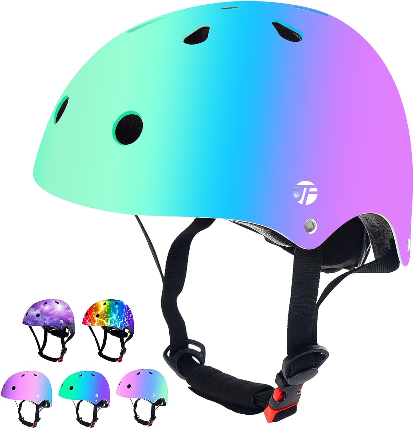 Adjustable Skateboard Helmet, Unique Color Gradient Helmet for Ages 3-14, Specia...