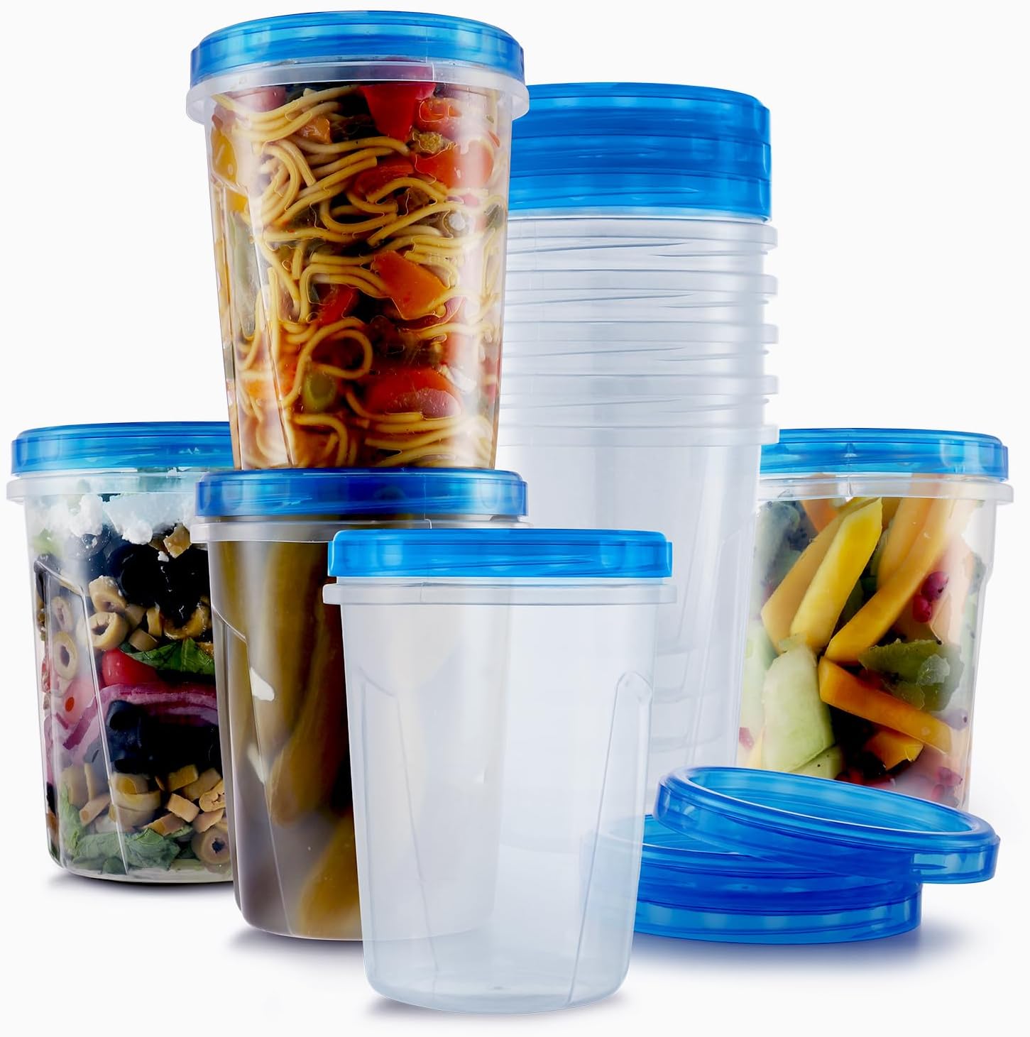 10 Pack Leakproof Freezer Containers for Food with Twist Top Lids - 32 Oz BPA Fr...