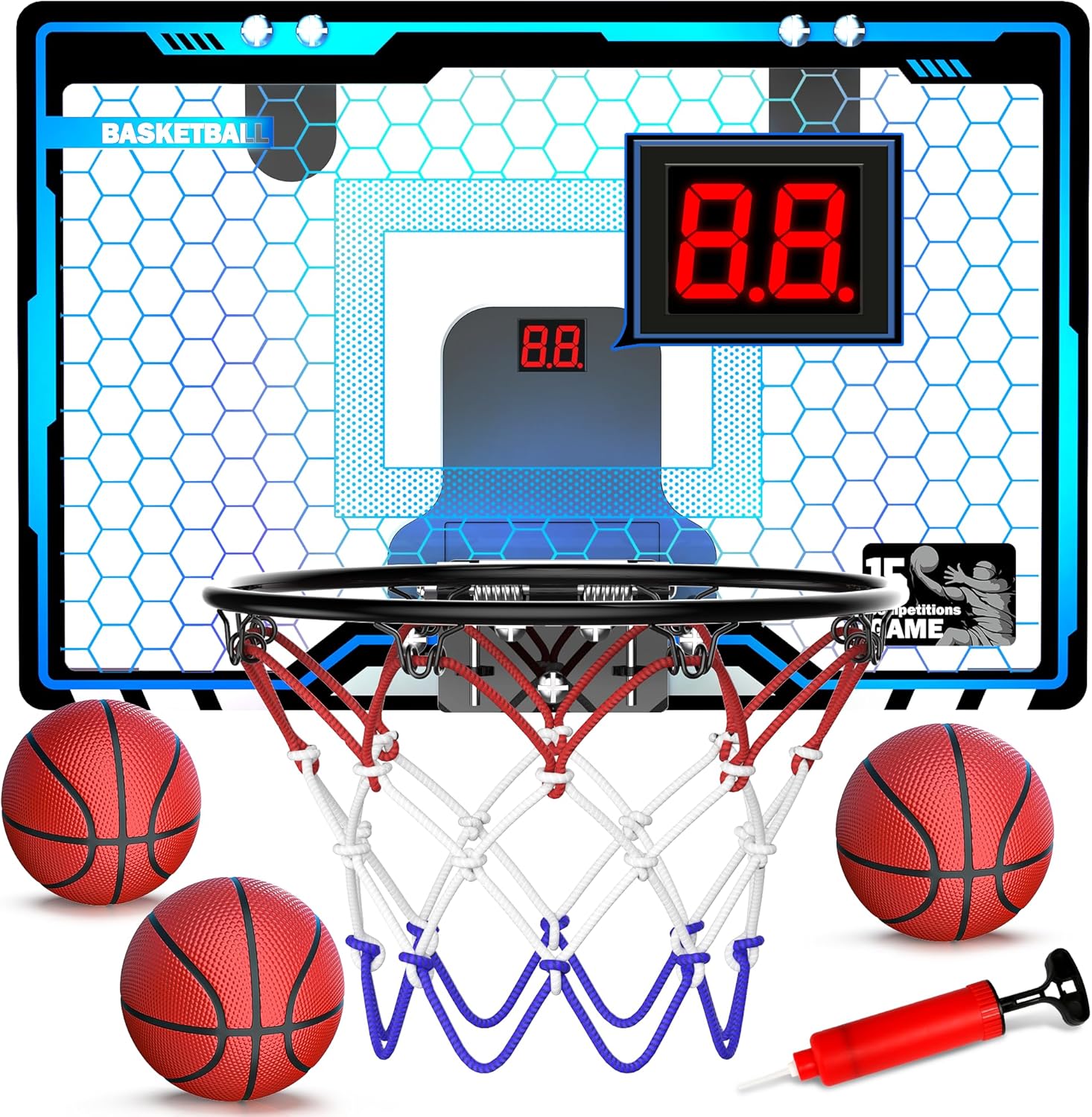 HopeRock Indoor Mini Basketball Hoop for Kids, Basketball Hoops Over The Door wi...
