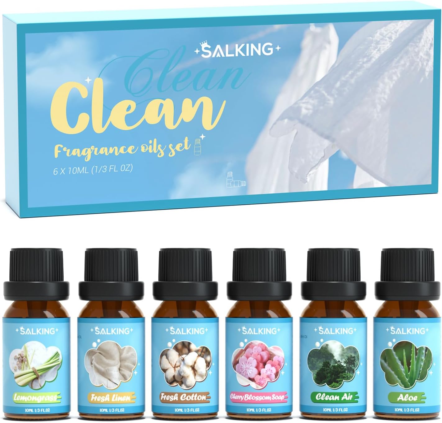 SALKING Clean Fragrance Oils, Essential Oils Gift Set, Diffuser Oils, Scented Oi...
