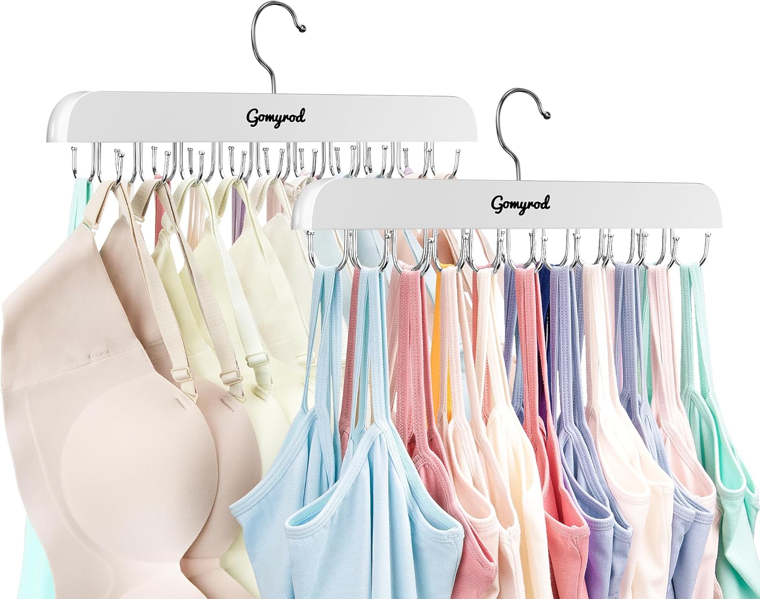 Unique Bra Hanger for Closet, Best 2 Pack Tank Top Hanger with 20 Hooks Capacity...