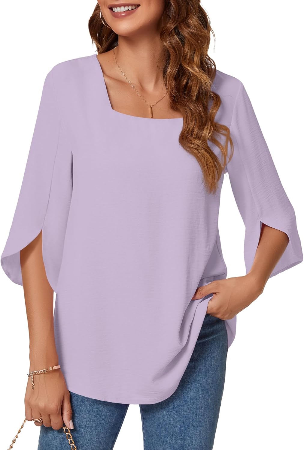 KUOTAI Womens Summer Tops Dressy Casual Shirts 3/4 Sleeve Work Blouse Business C...