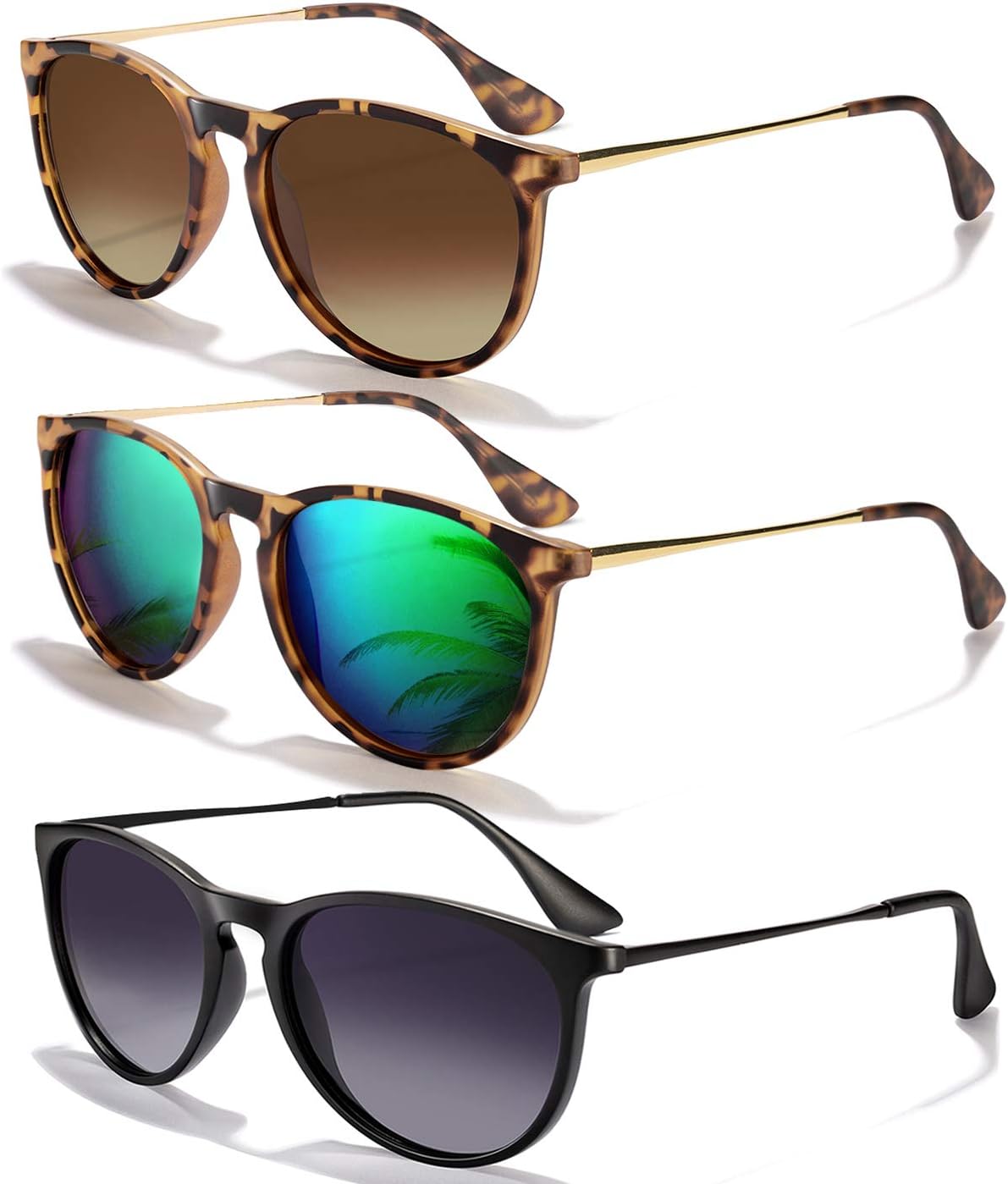 CHBP Sunglasses Womens Men Polarized UV Protection Trendy Vintage Retro Round Mi...