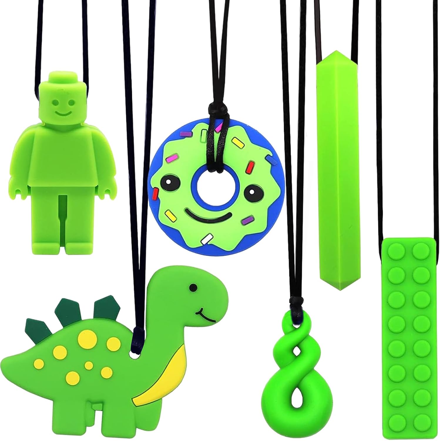6PCS Sensory Chew Necklace, Teether Chew Toys Safety Food Grade Silicone for Kid...