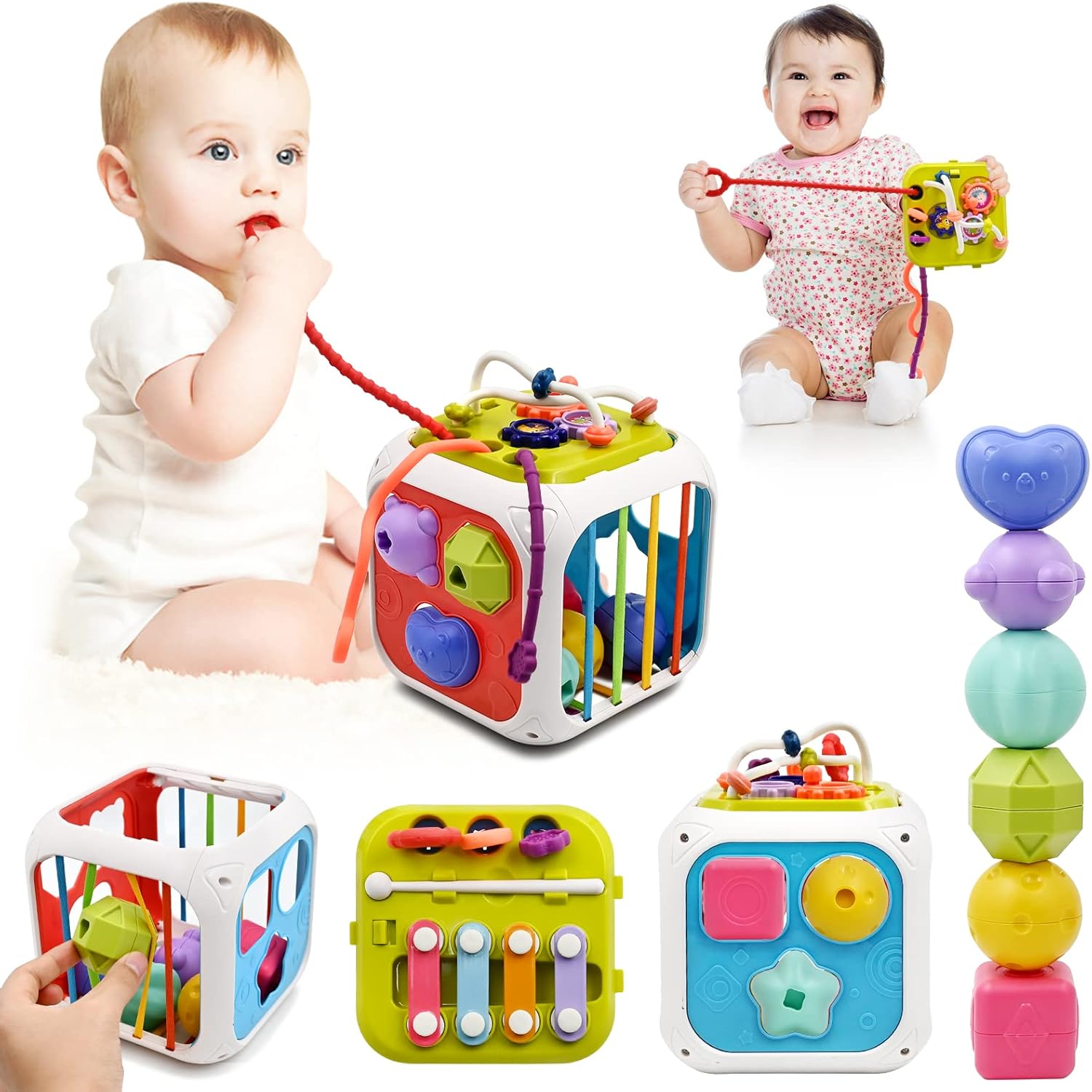 AiTuiTui Montessori Toys for 1 2 Year Old Boys Girls, 7 in 1 Baby Sensory Toys f...