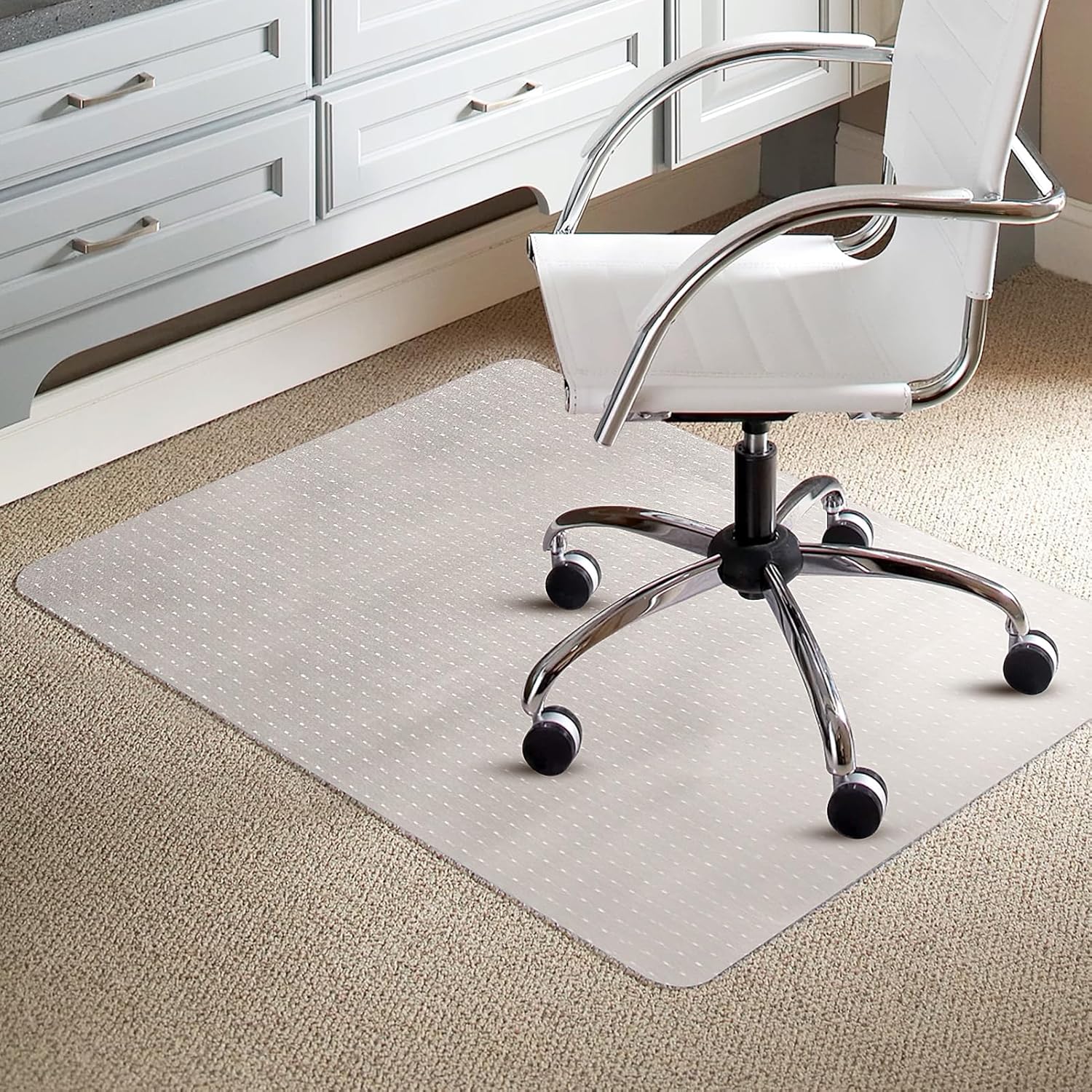 Trintion Office Chair Mat for Carpeted Floor 90x120cm PVC Floor Mat Non-Slip Poi...