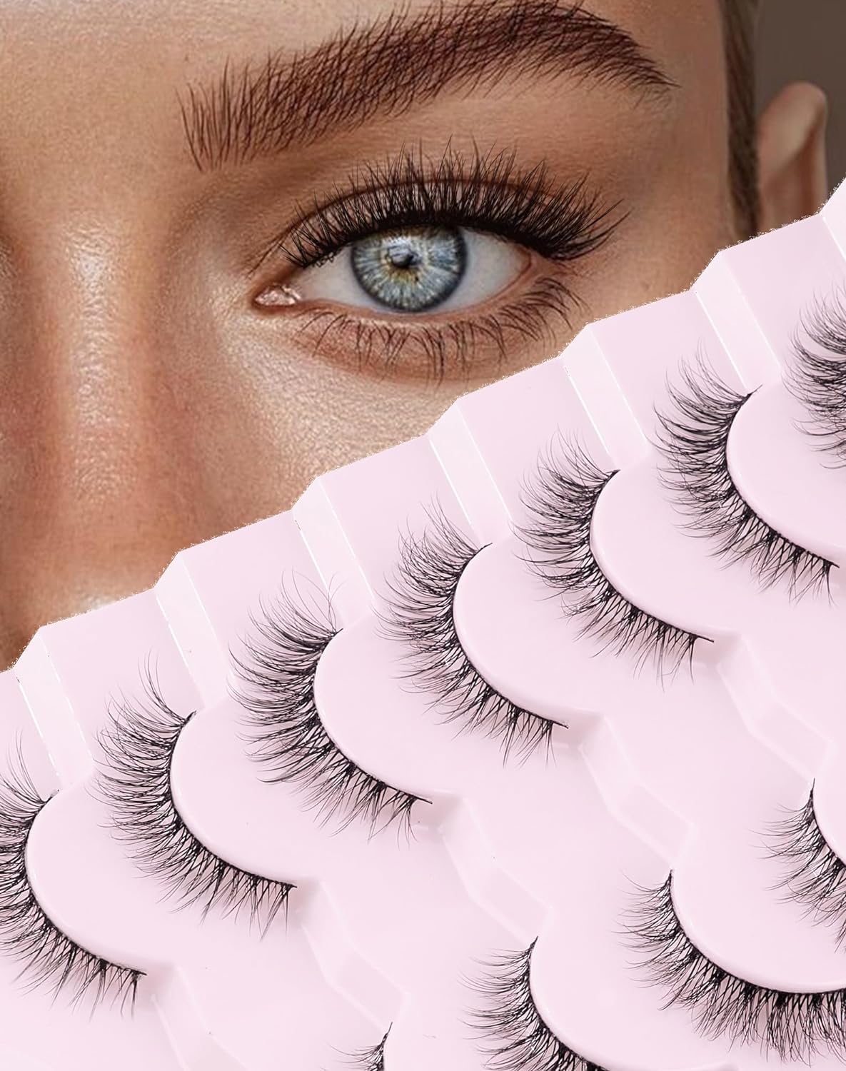 Onlyall Natural Lashes Wispy Eyelashes Natural Look False Eye Lashes Flared Eyel...
