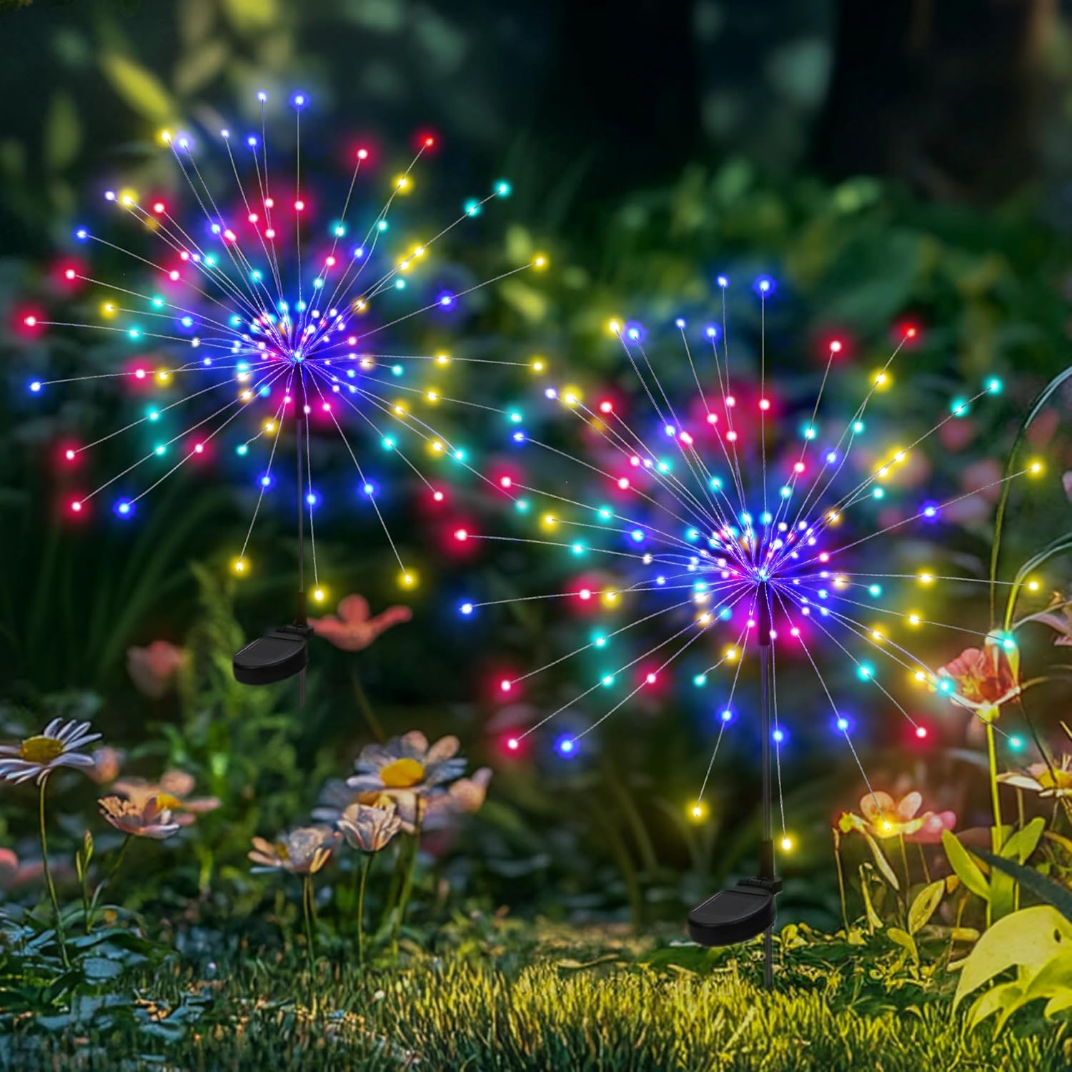 Garden Decor Solar Lights Outdoor,2Pack 120LED Waterproof Colorful Solar Garden...