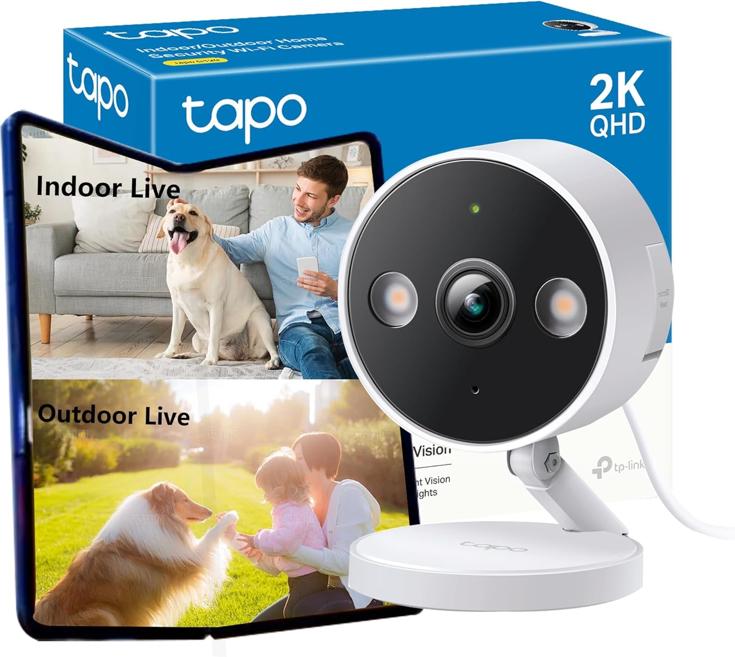 Tapo C120 2K 4MP Indoor Outdoor Camera House Security Camera, Dual Spotlights Wi...
