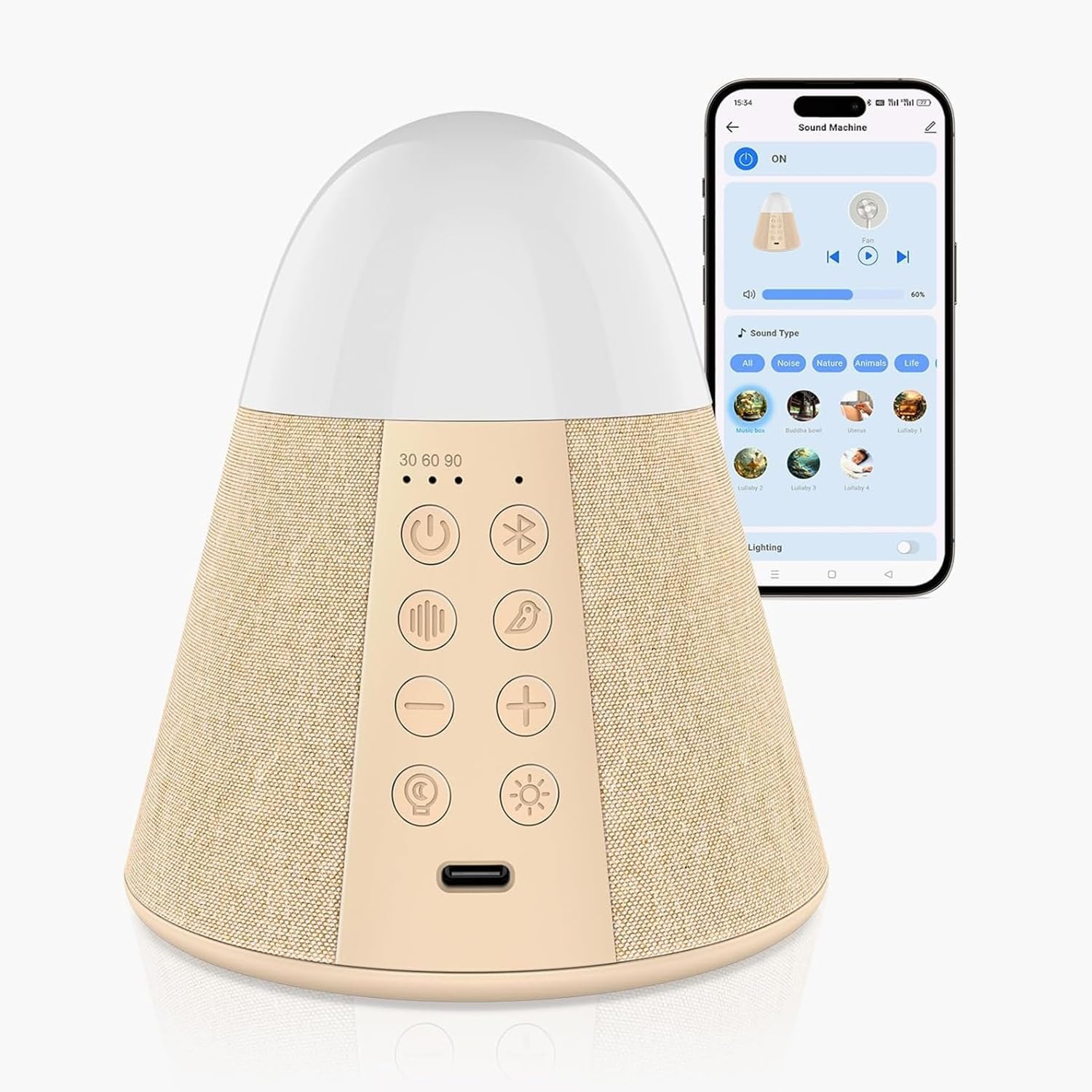 Vanzon Baby Sound Machine, Smart App Control White Noise Machine with 54 Soothin...